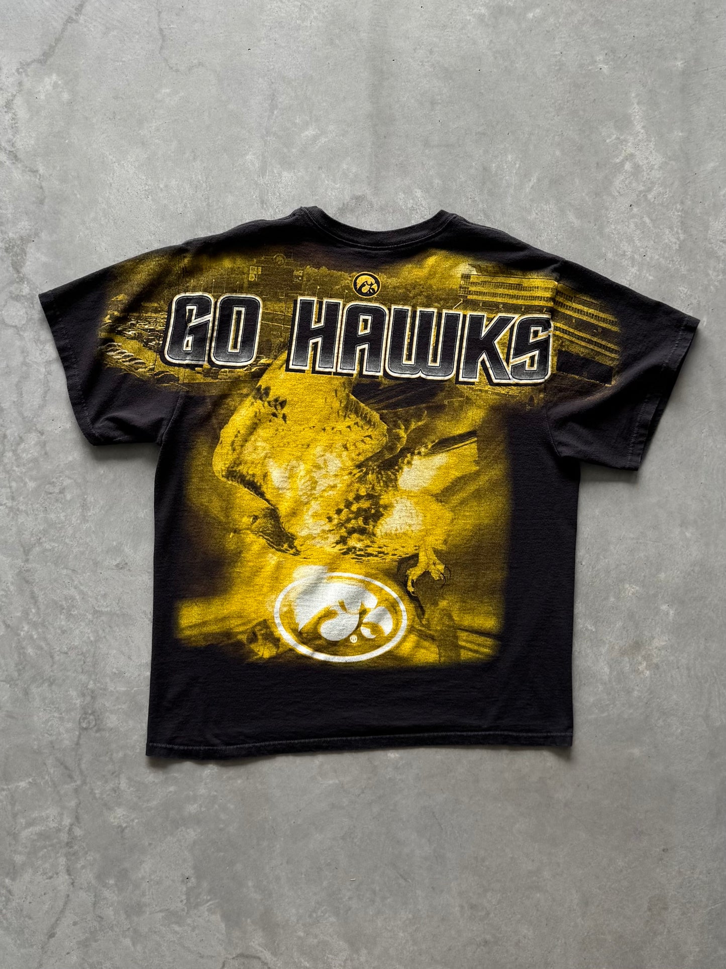 Vintage Iowa Hawkeyes All Over Print Tee - XL