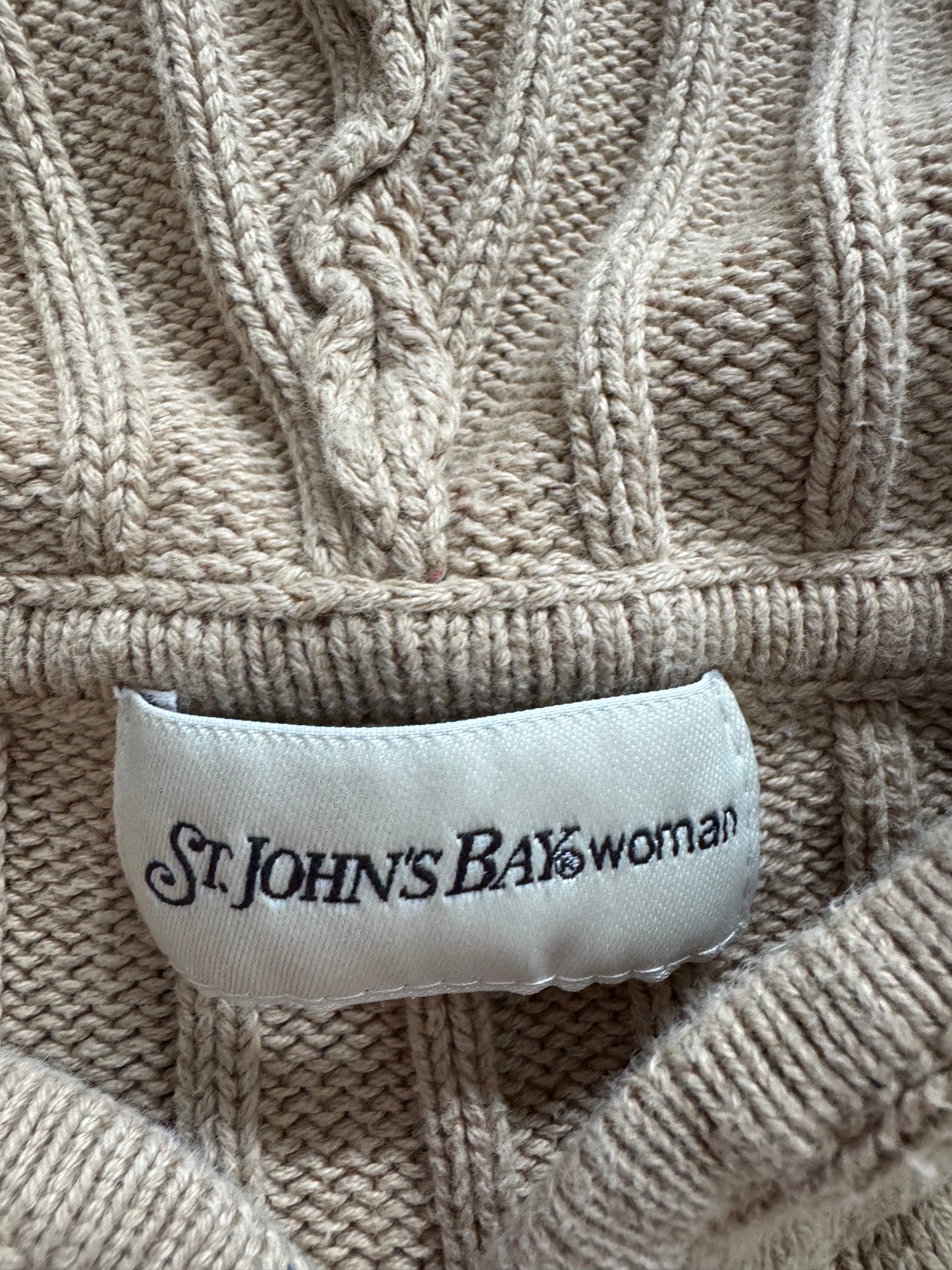 Vintage St. John’s Bay Cable Knit Zip Up Sweater - XXL