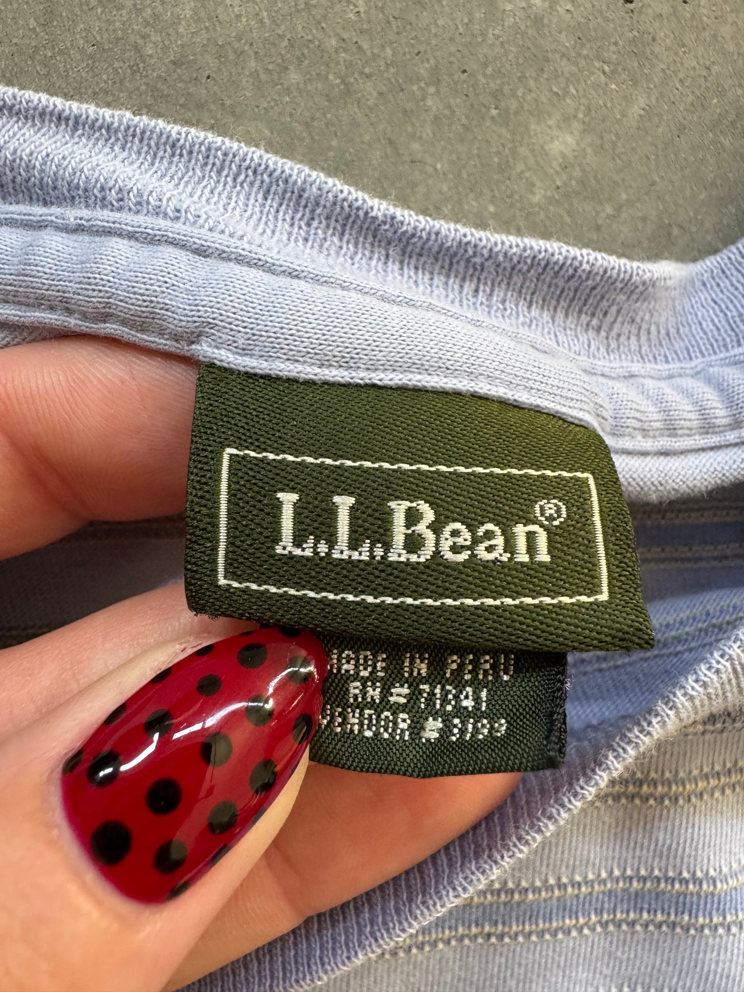 Vintage L.L. Bean Striped Cropped Tee - XL