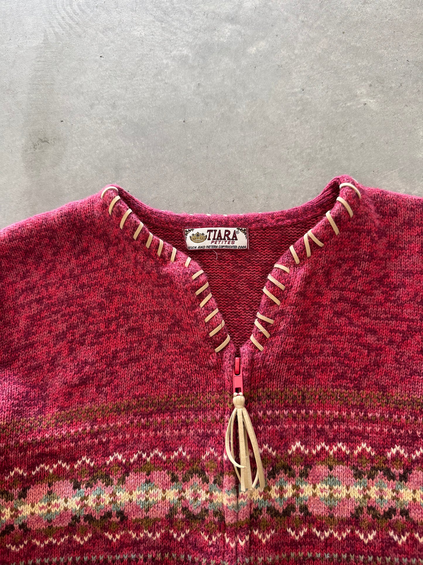 Vintage Nordic Zip Up Sweater - S