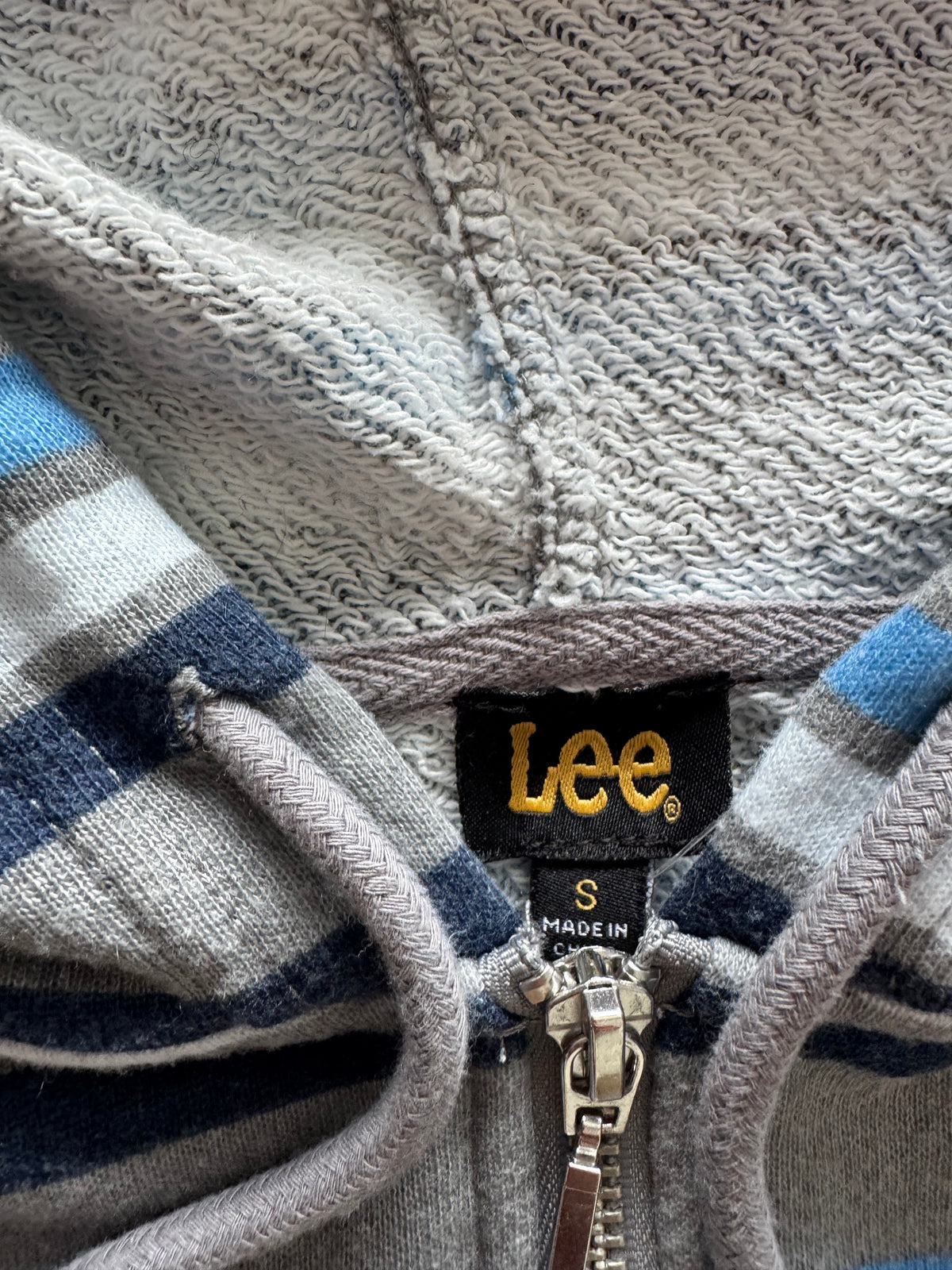 Vintage Lee Striped Cropped Hoodie - S
