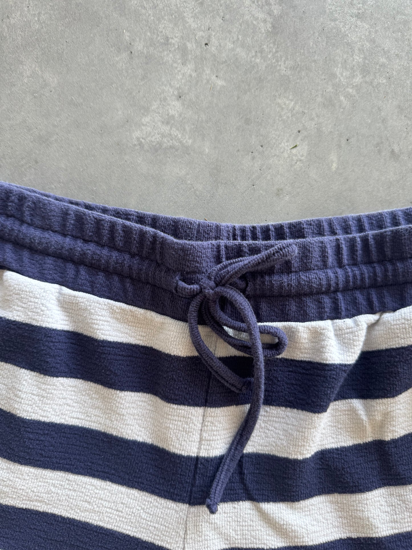 Blue & White Striped Terry Cloth Shorts - L