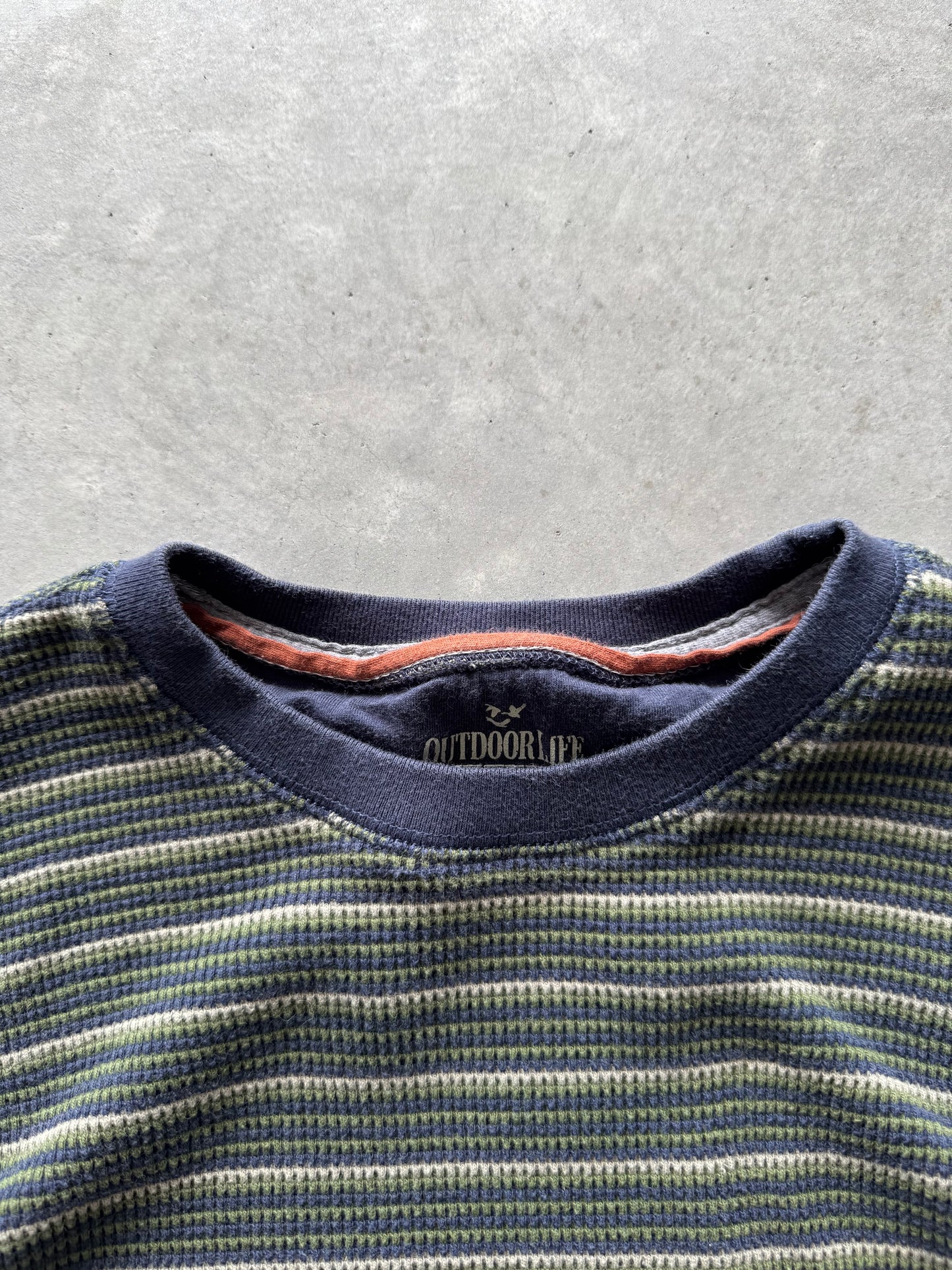 Vintage Striped Waffle Knit Longsleeve - M