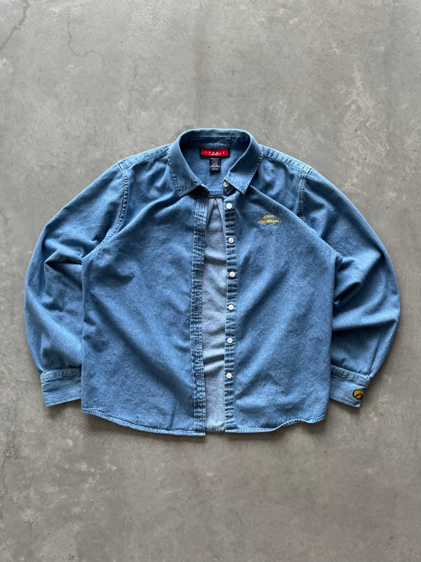 Vintage Iowa Hawkeyes Denim Button Up - L