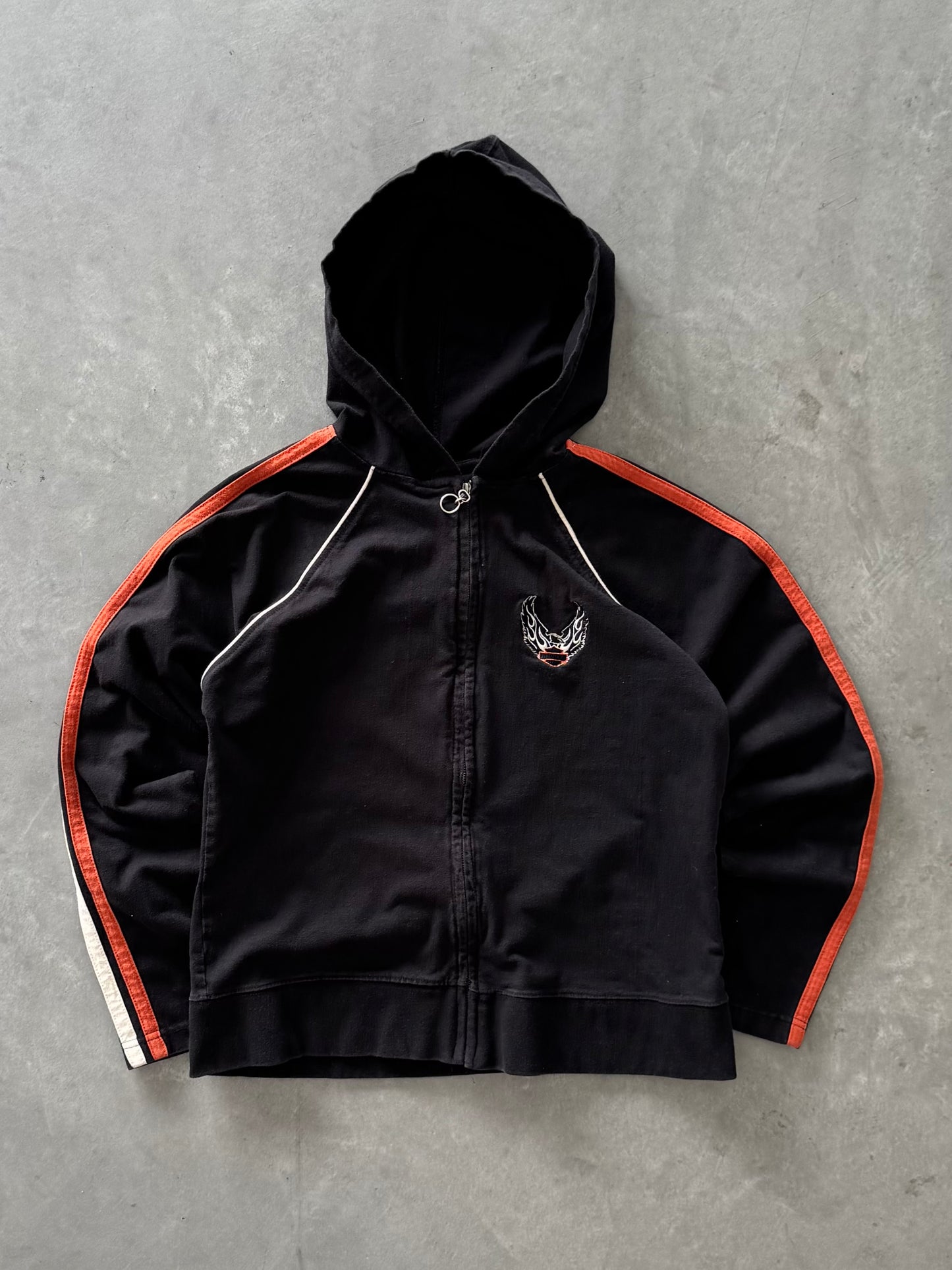 Vintage Y2K Harley Davidson Zip Up Womens Hoodie - L