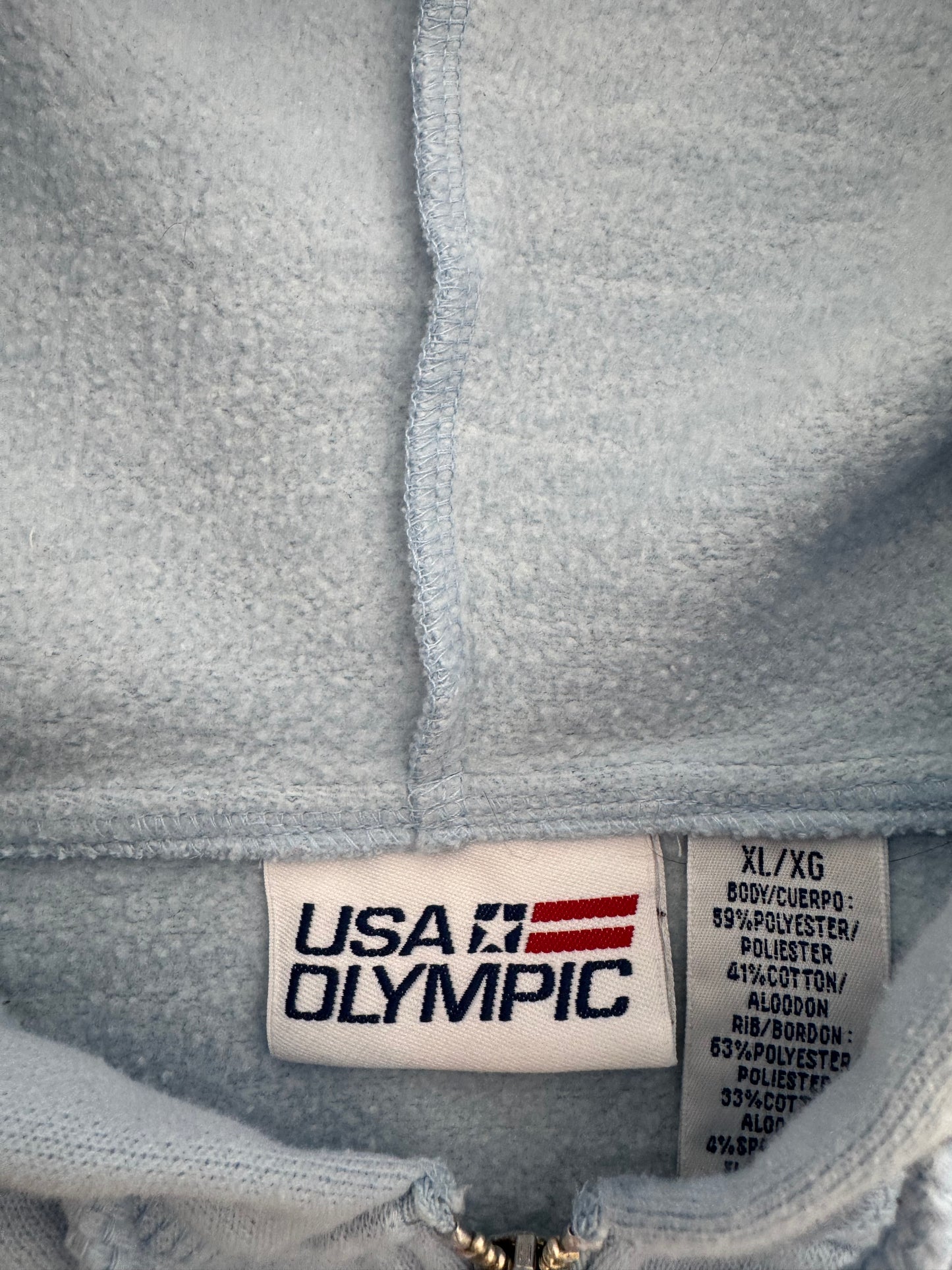 Vintage USA Olympics Cropped Zip Up Hoodie - XL