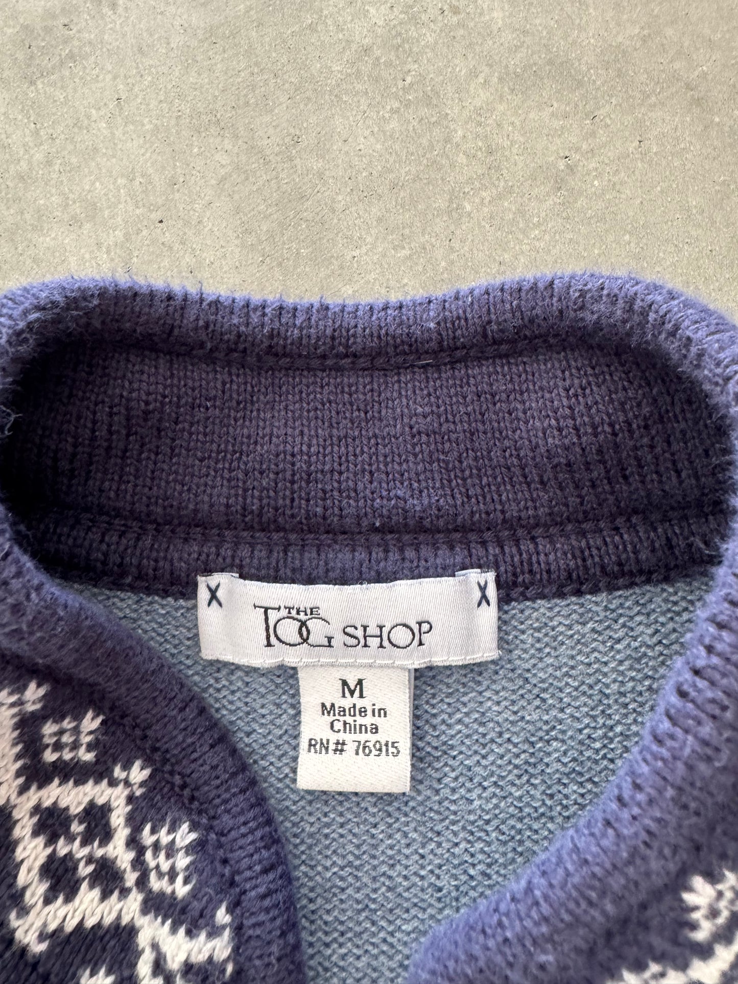 Vintage Snowflake Zip Up Sweater - M