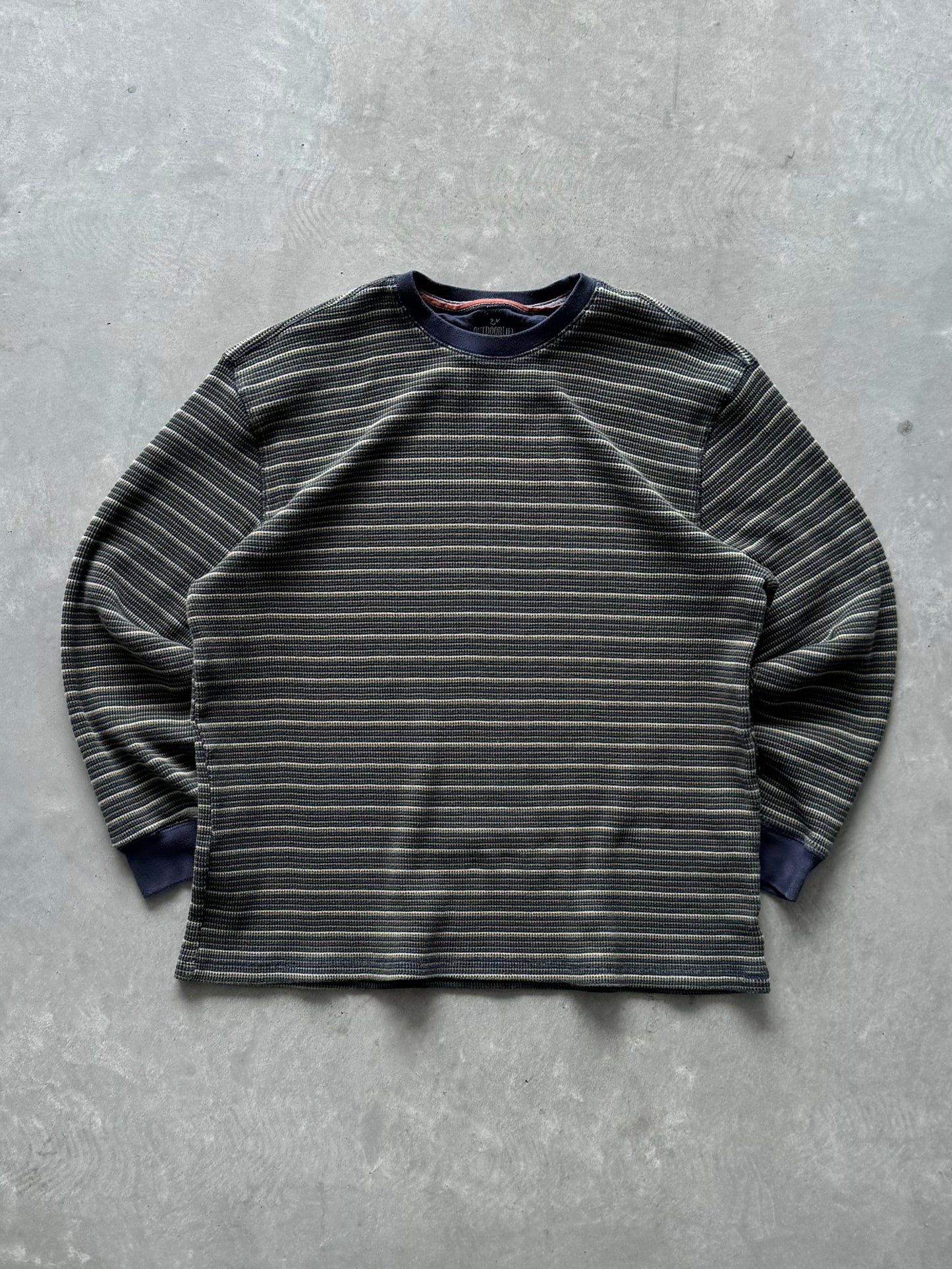 Vintage Striped Waffle Knit Longsleeve - M
