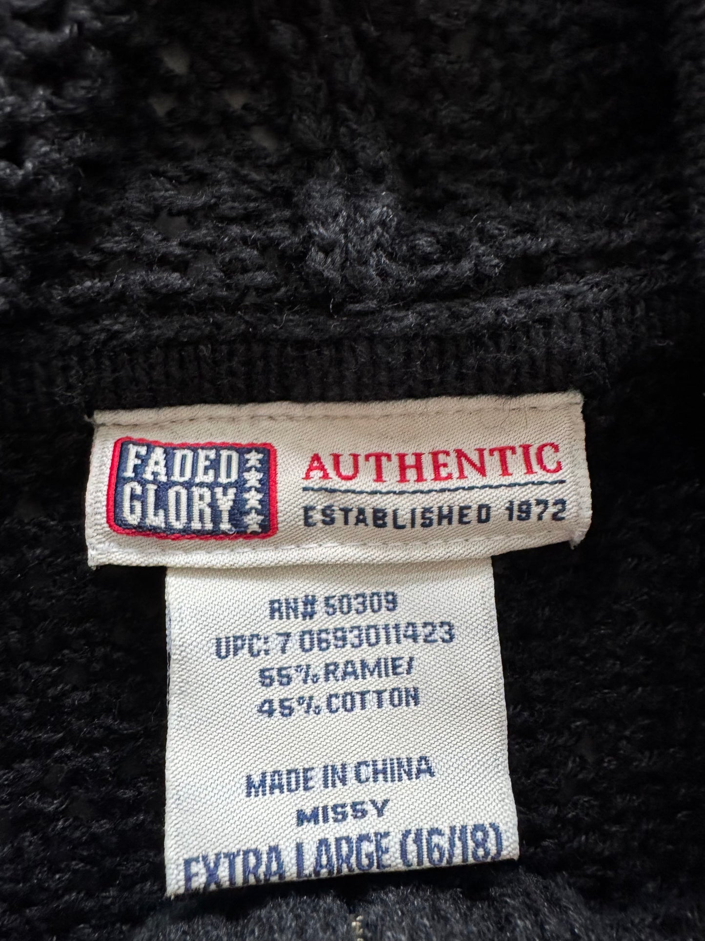 Vintage 90s Faded Glory Crochet Zip Up Jacket - XL