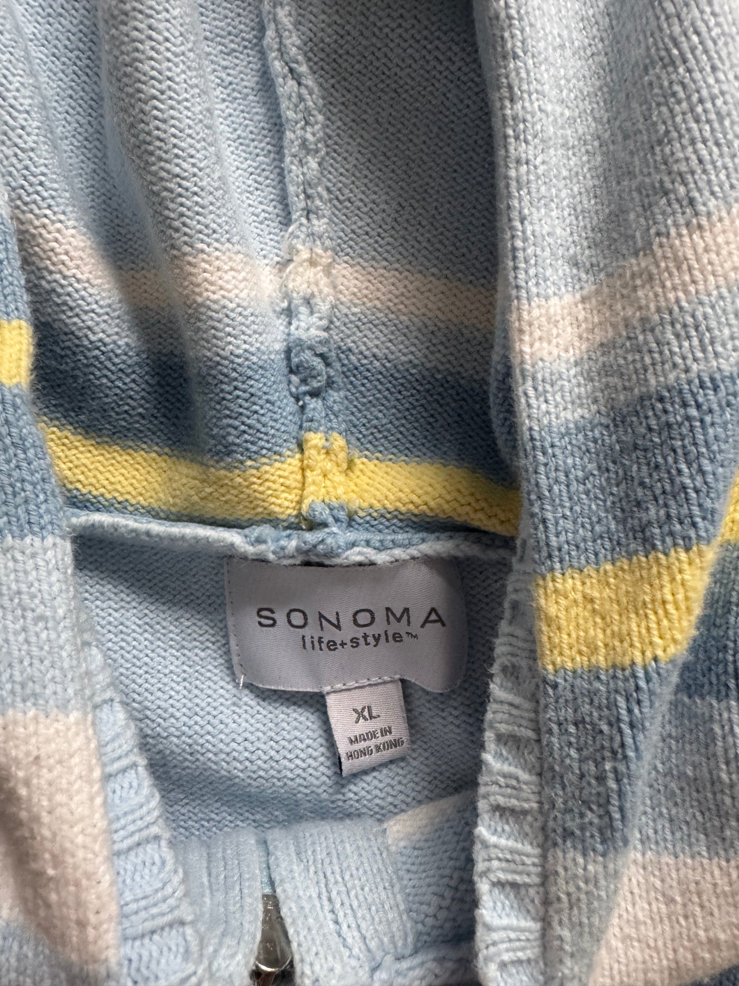 Vintage Women’s Knit Striped Zip Up Hoodie - XL