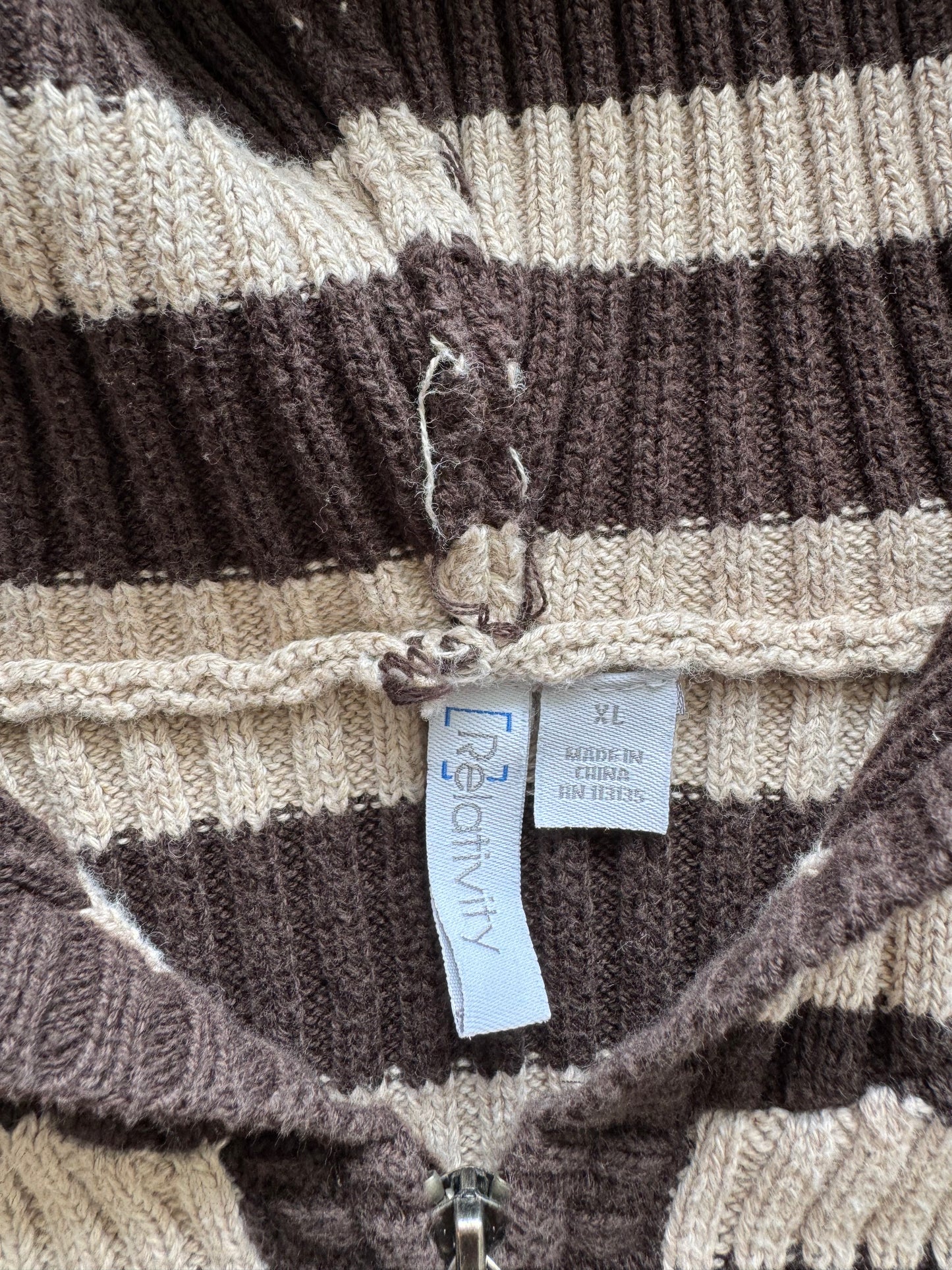 Vintage Knit Zip Up Hoodie - XL