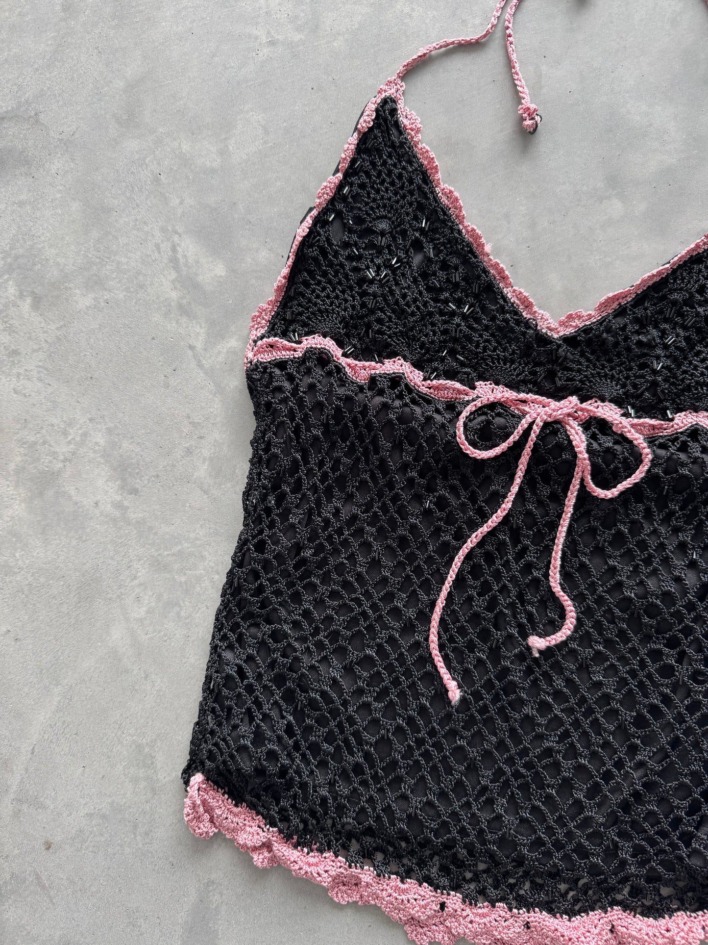 Vintage Beaded Halter Top - M