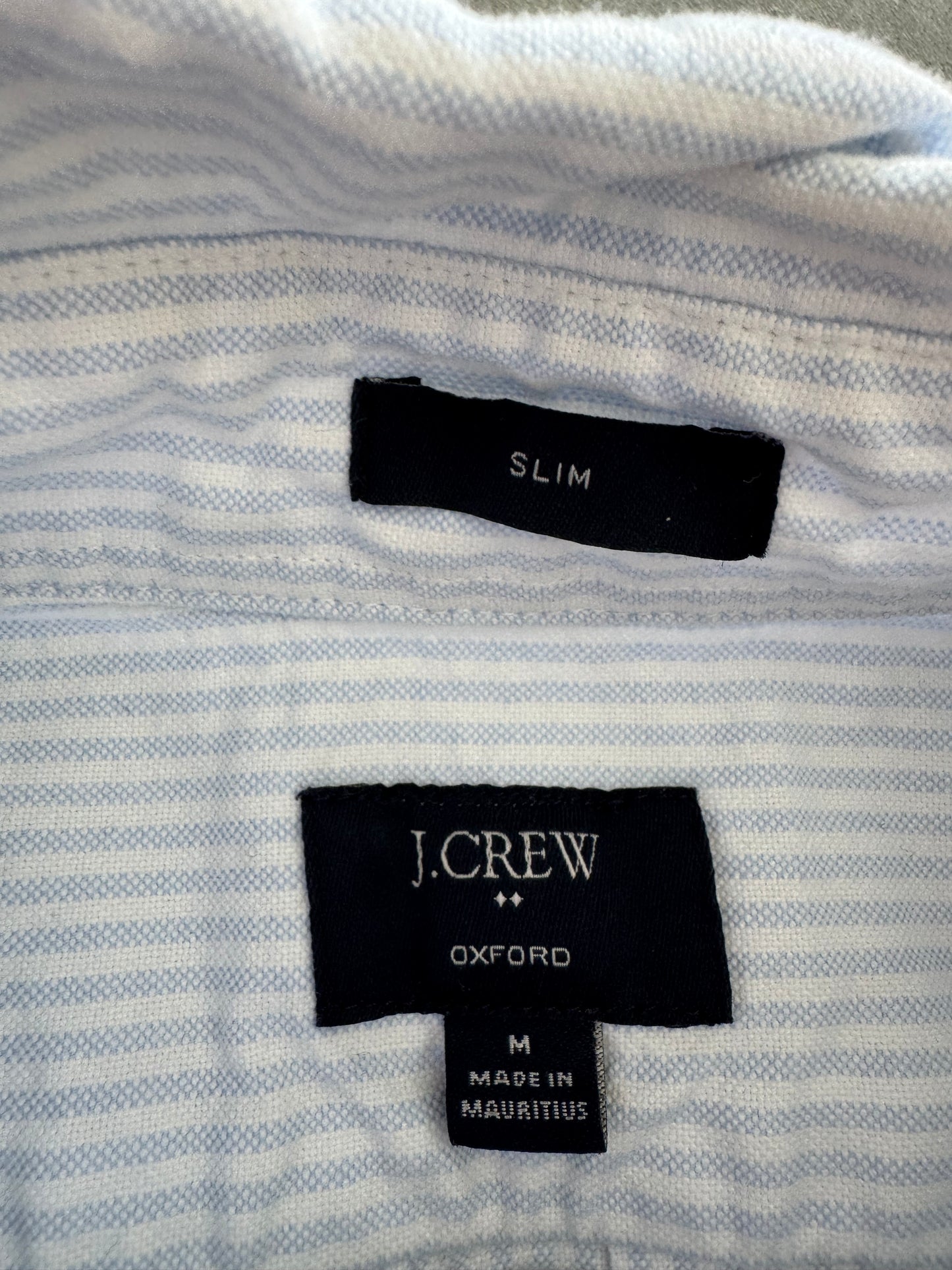 J Crew Baby Blue & White Striped Button Up - M