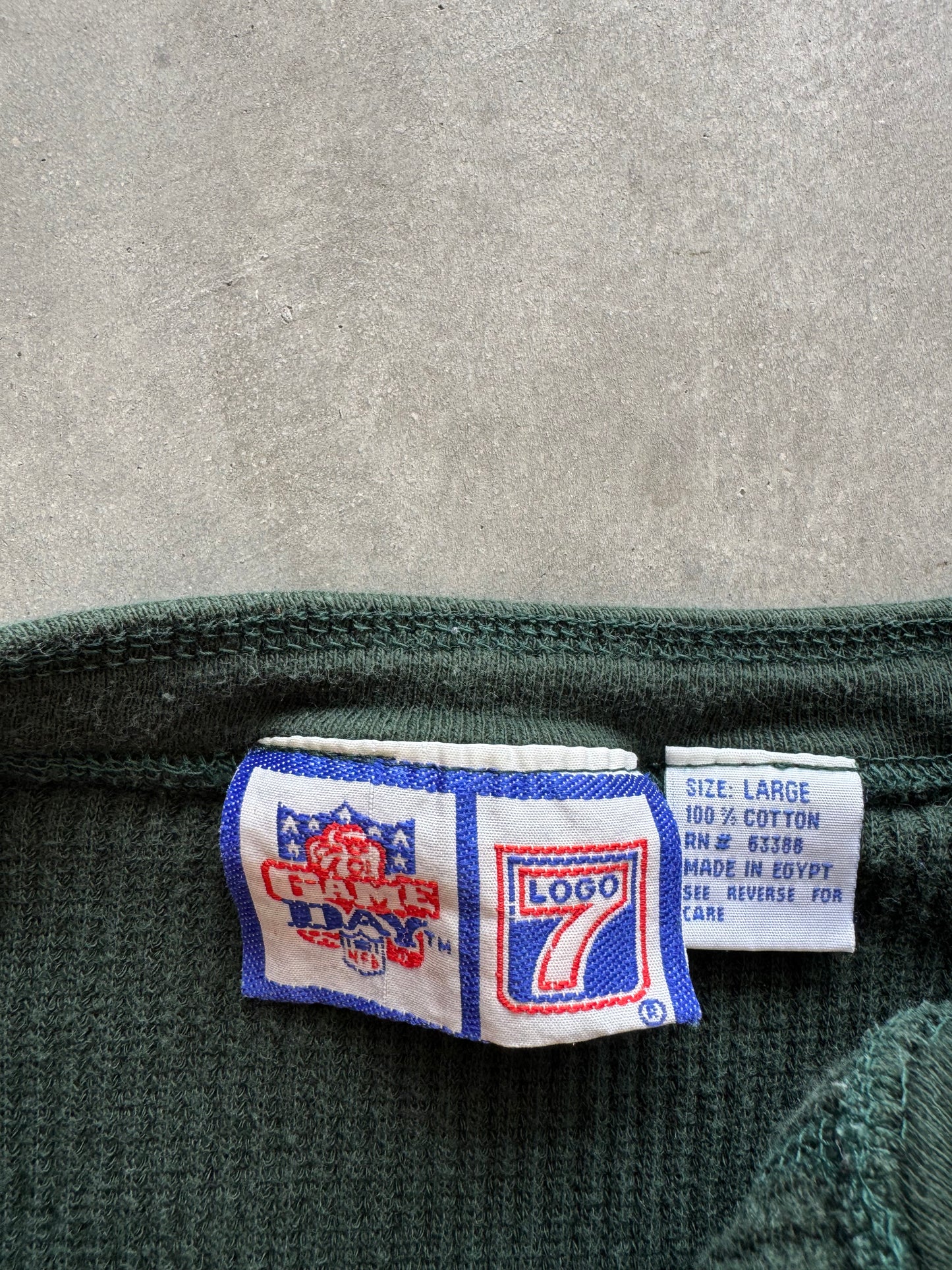 Vintage 90s Green Bay Packers Waffle Knit Long Sleeve - L