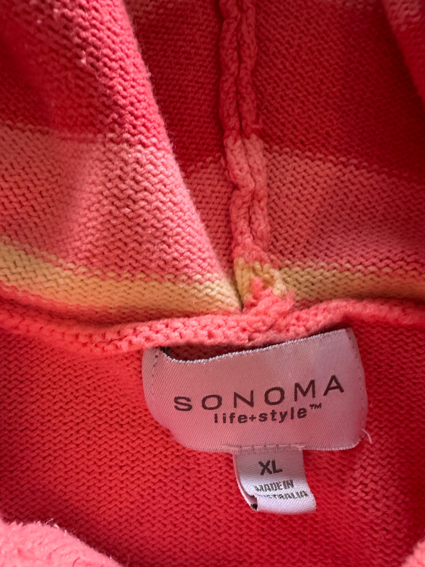 Vintage Women’s Knit Striped Zip Up Hoodie - XL