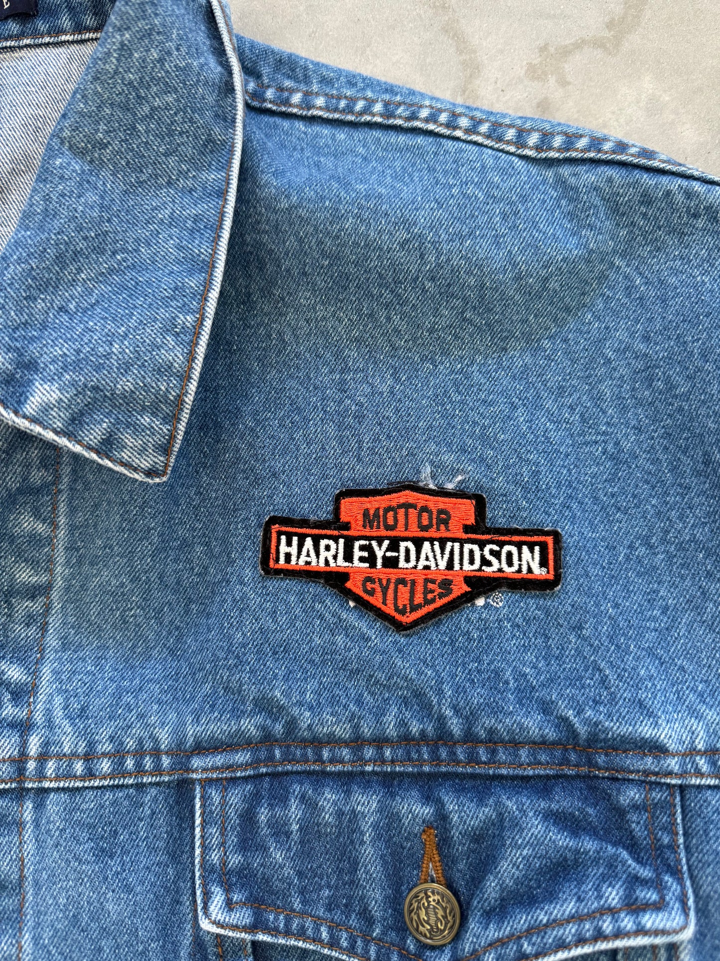 Vintage Denim Harley Davidson Jacket - XL