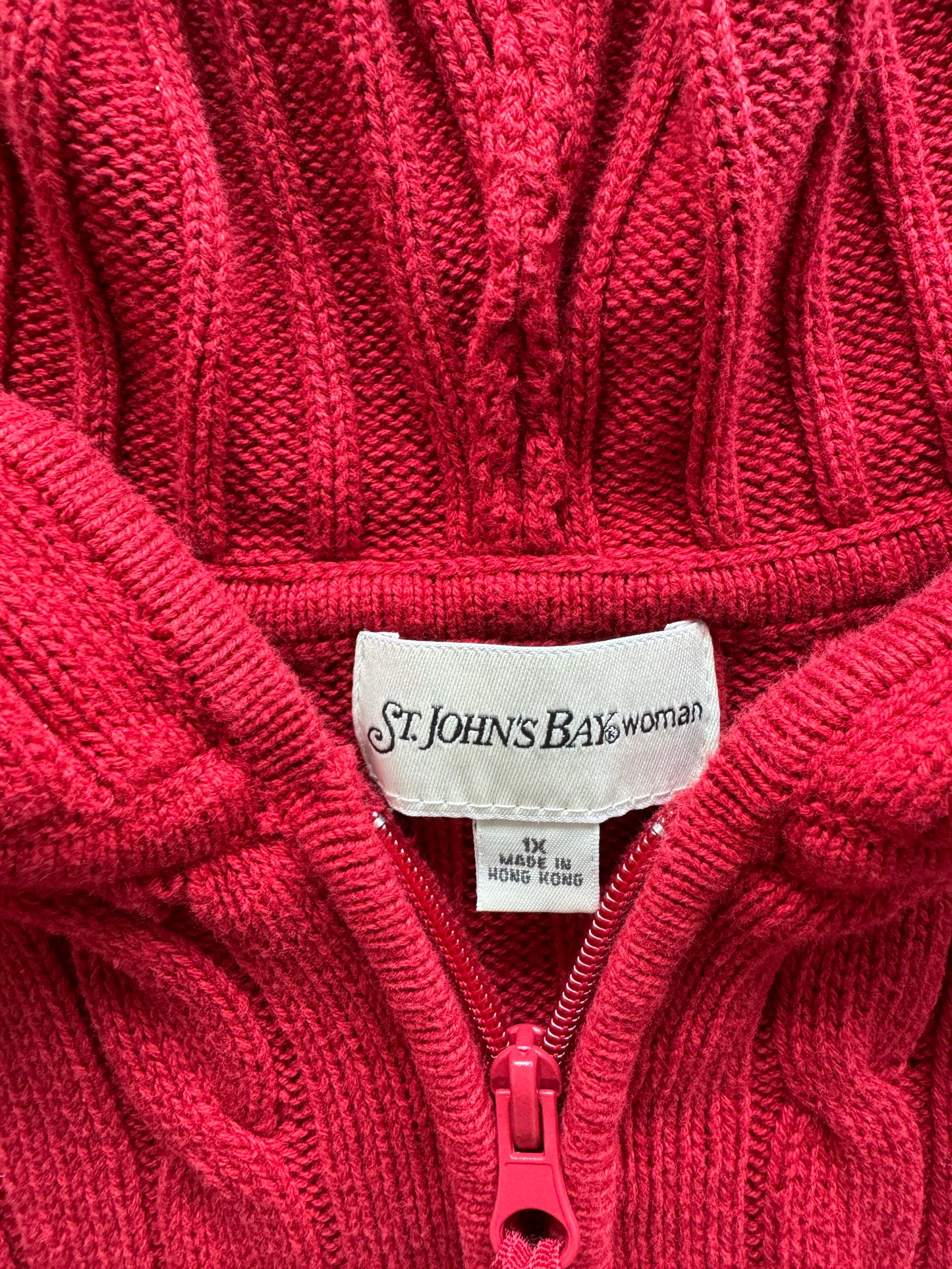 Vintage Cable Knit Hooded Zip-Up - XL