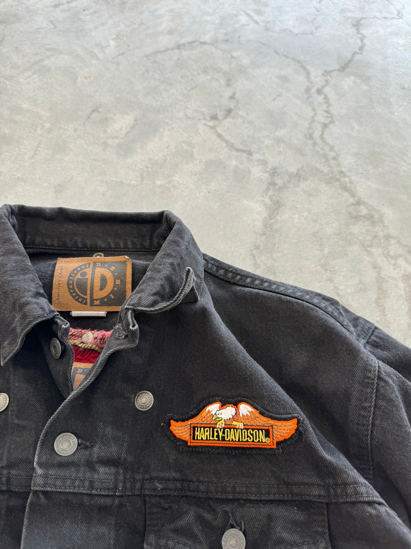 Vintage Harley Davidson Patch Denim Jacket - XL