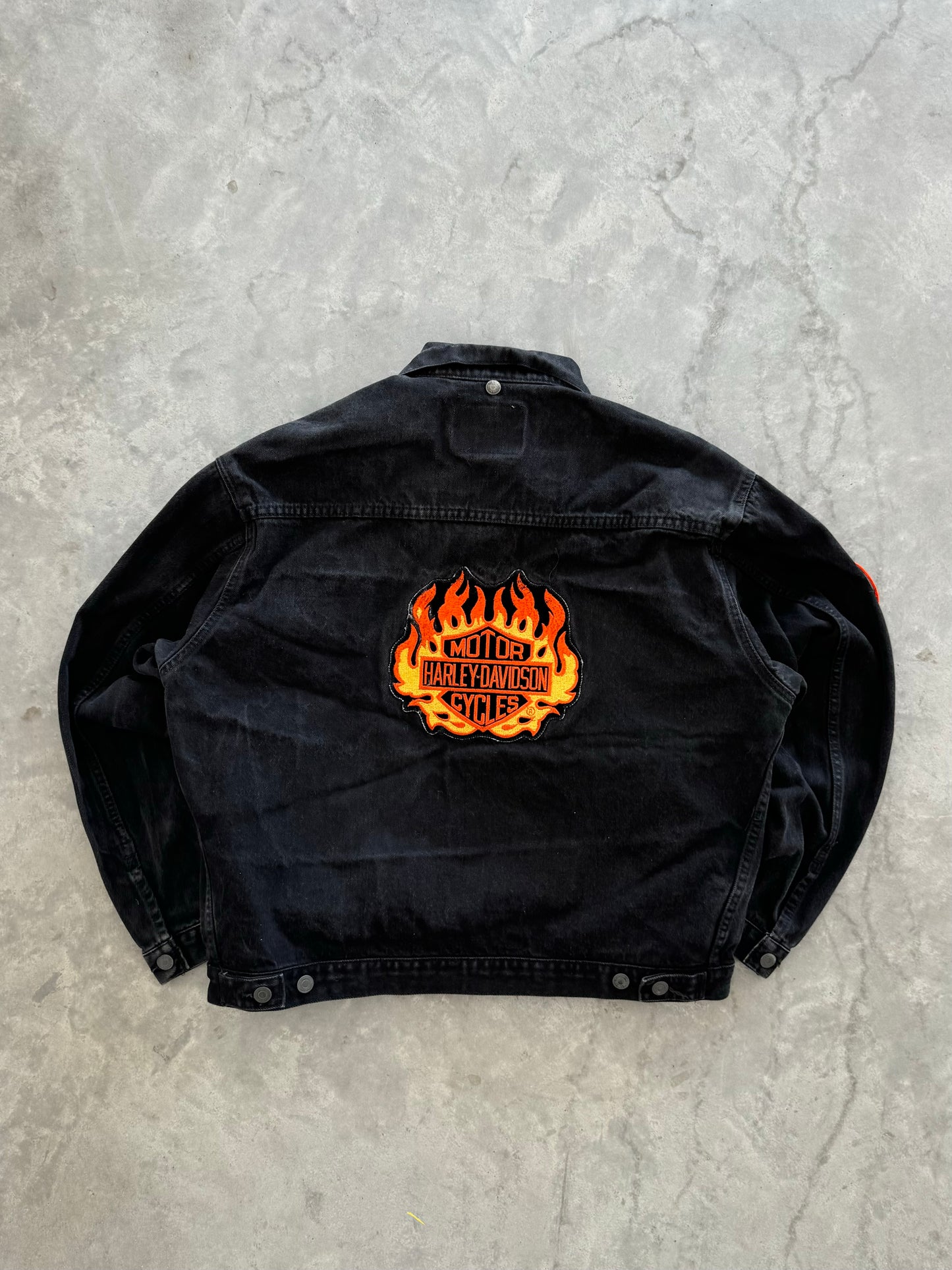Vintage Harley Davidson Patch Denim Jacket - XL