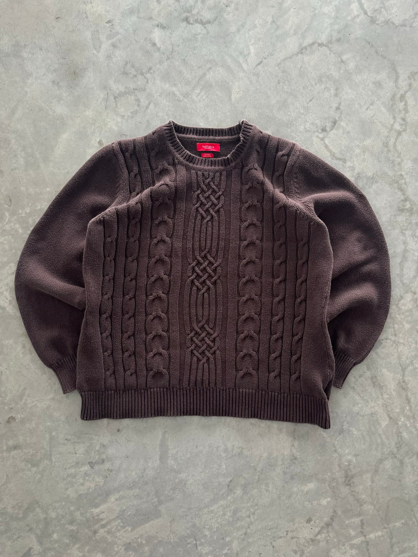 Vintage Cable Knit Sweater - L