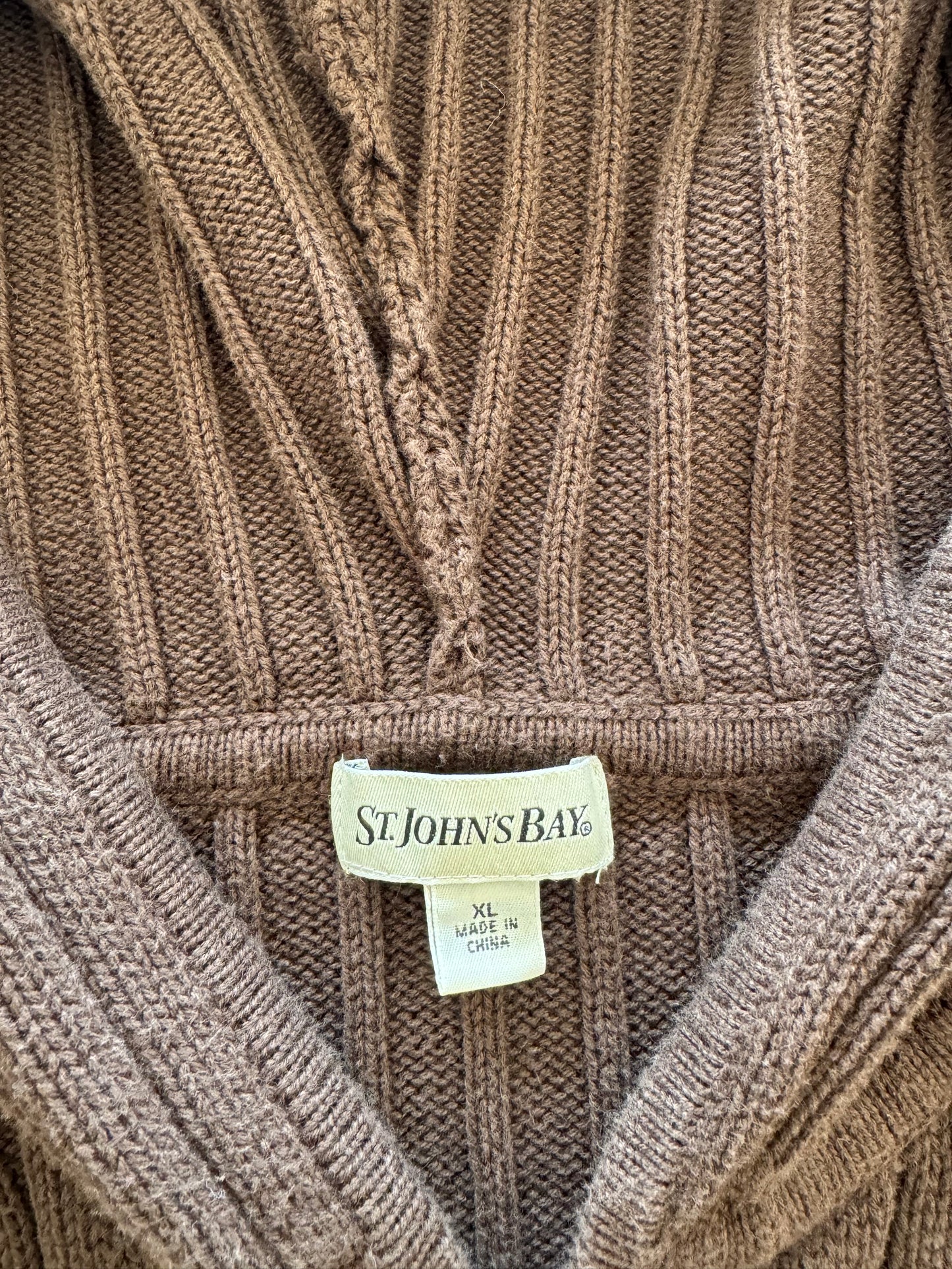 Vintage Cable Knit Zip Up Hoodie - XL