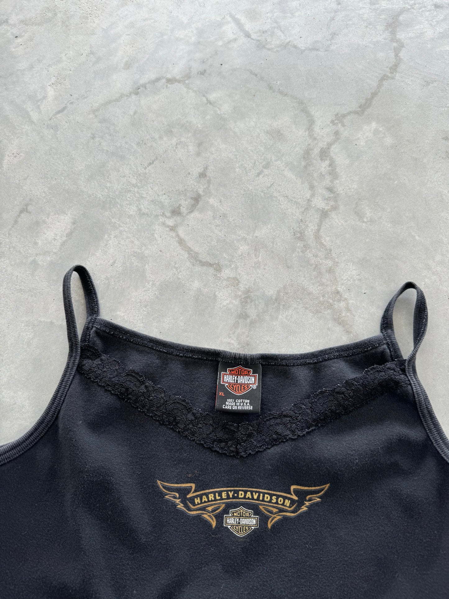 Vintage Harley Davidson Lace Trim Tank Top - XL