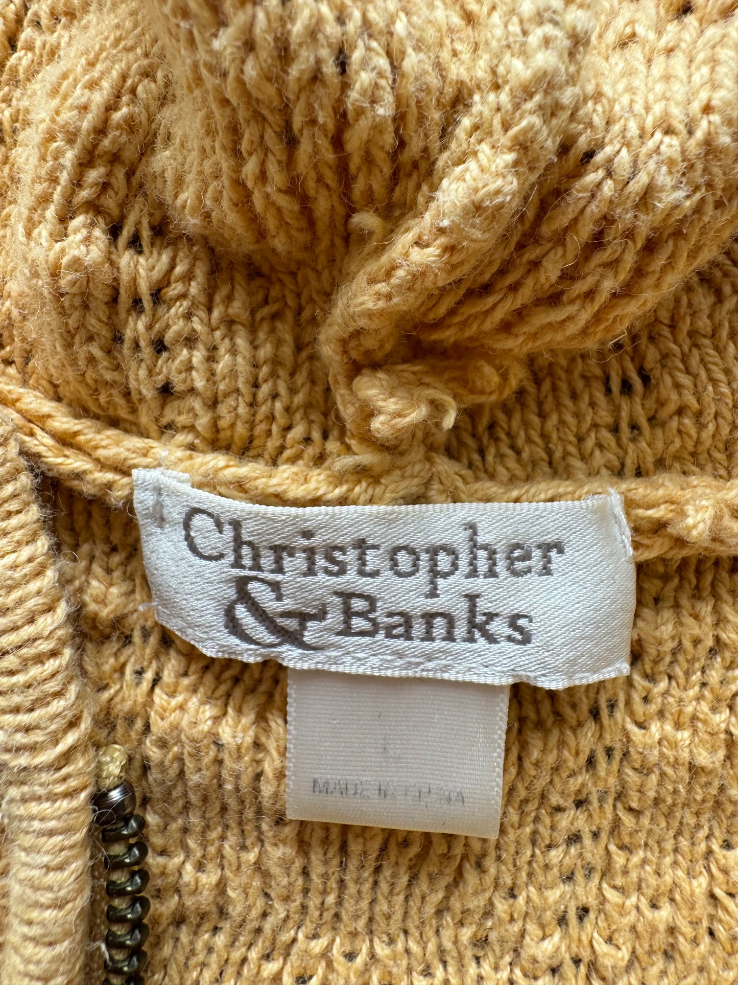 Vintage Knit Zip Up Hoodie - L