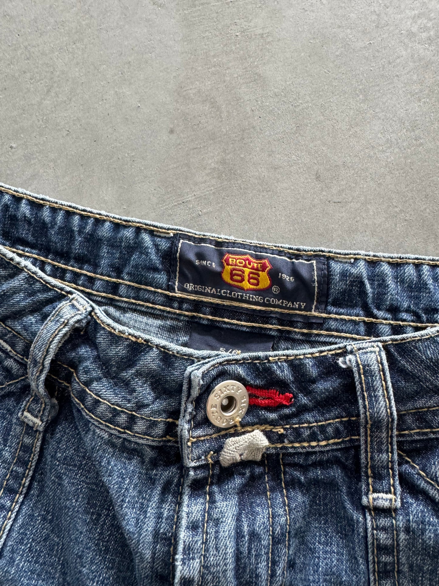 Vintage Route 66 Denim Shorts - 28x3