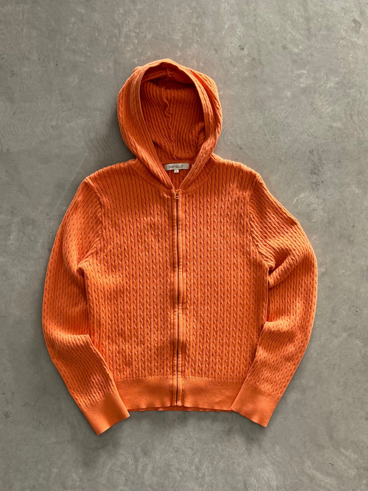 Vintage Cable Knit Zip Up Women’s Hoodie - L