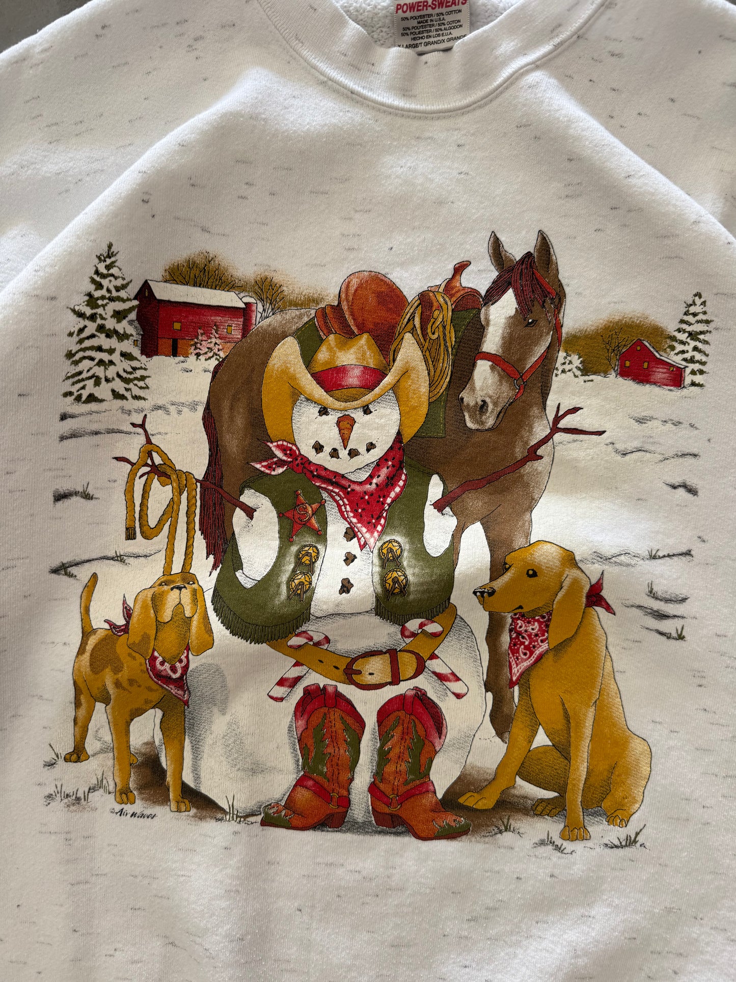 Vintage Cowboy Snowman Sweatshirt - XL