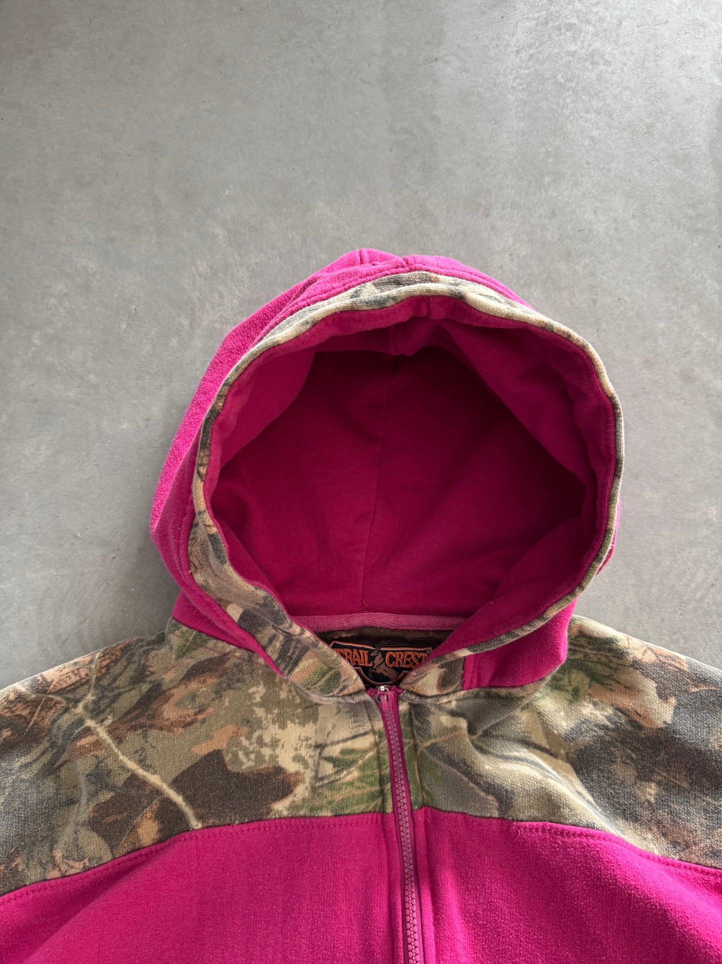 Vintage Pink & Camo Zip Up Hoodie - XL