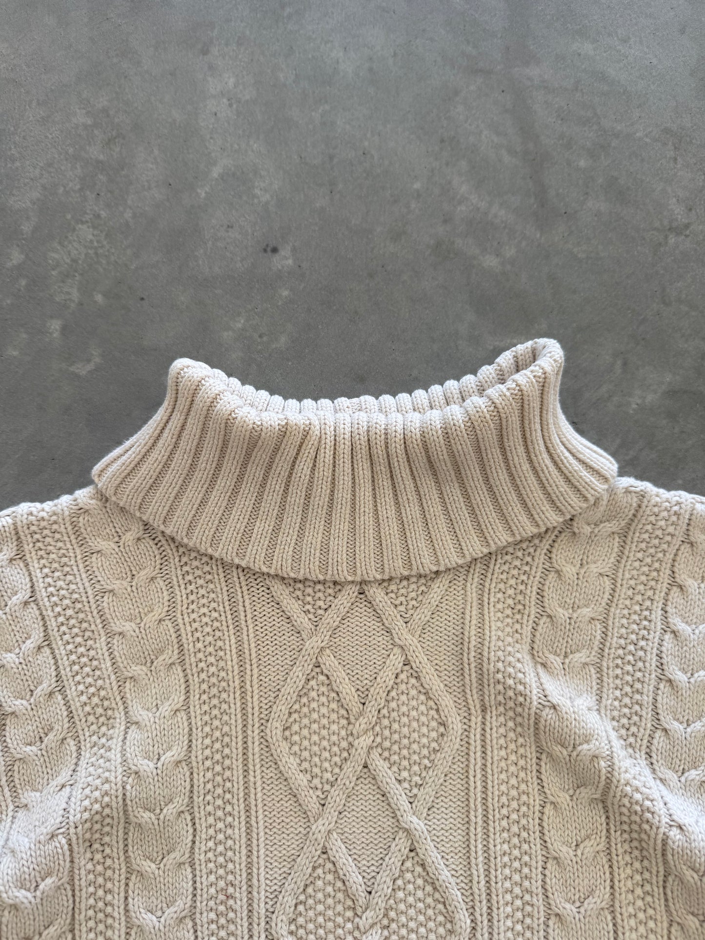 Vintage Cable Knit Turtleneck Sweater - XL