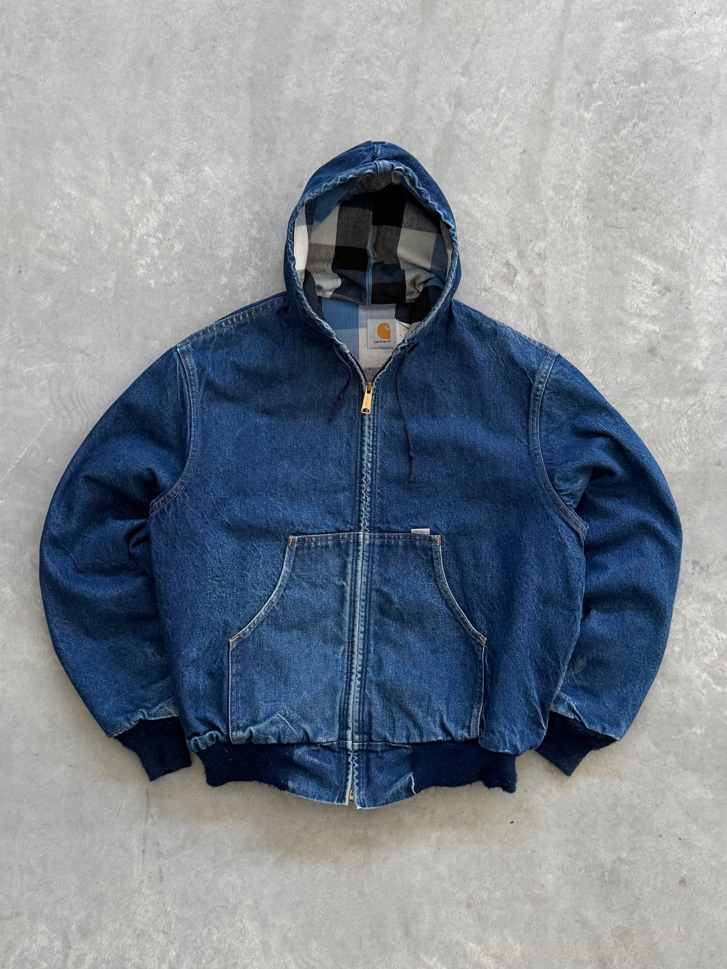 Vintage Carhartt Denim Flannel Lined Coat - XL