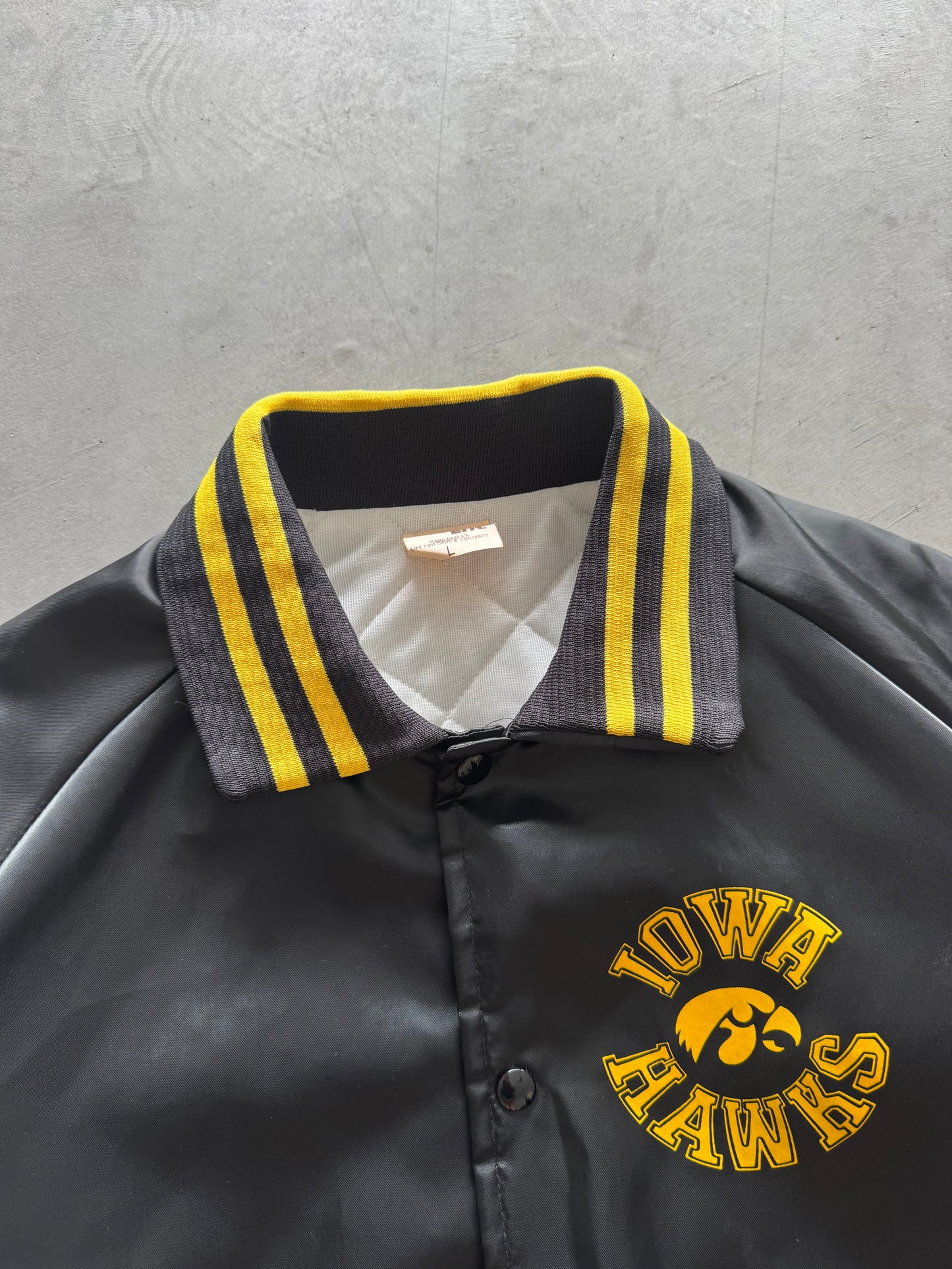 Vintage 90s Iowa Hawkeyes Satin Bomber Jacket - L