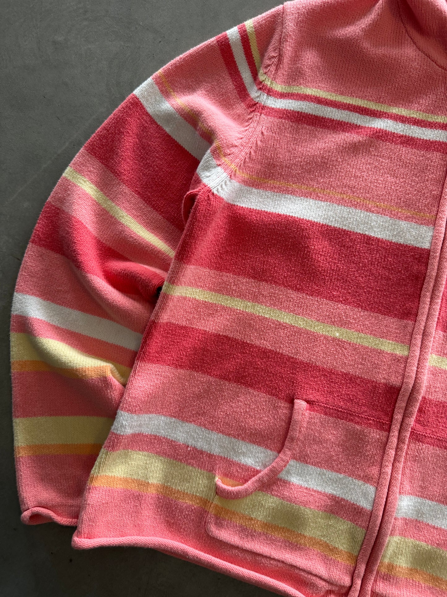 Vintage Women’s Knit Striped Zip Up Hoodie -  XL