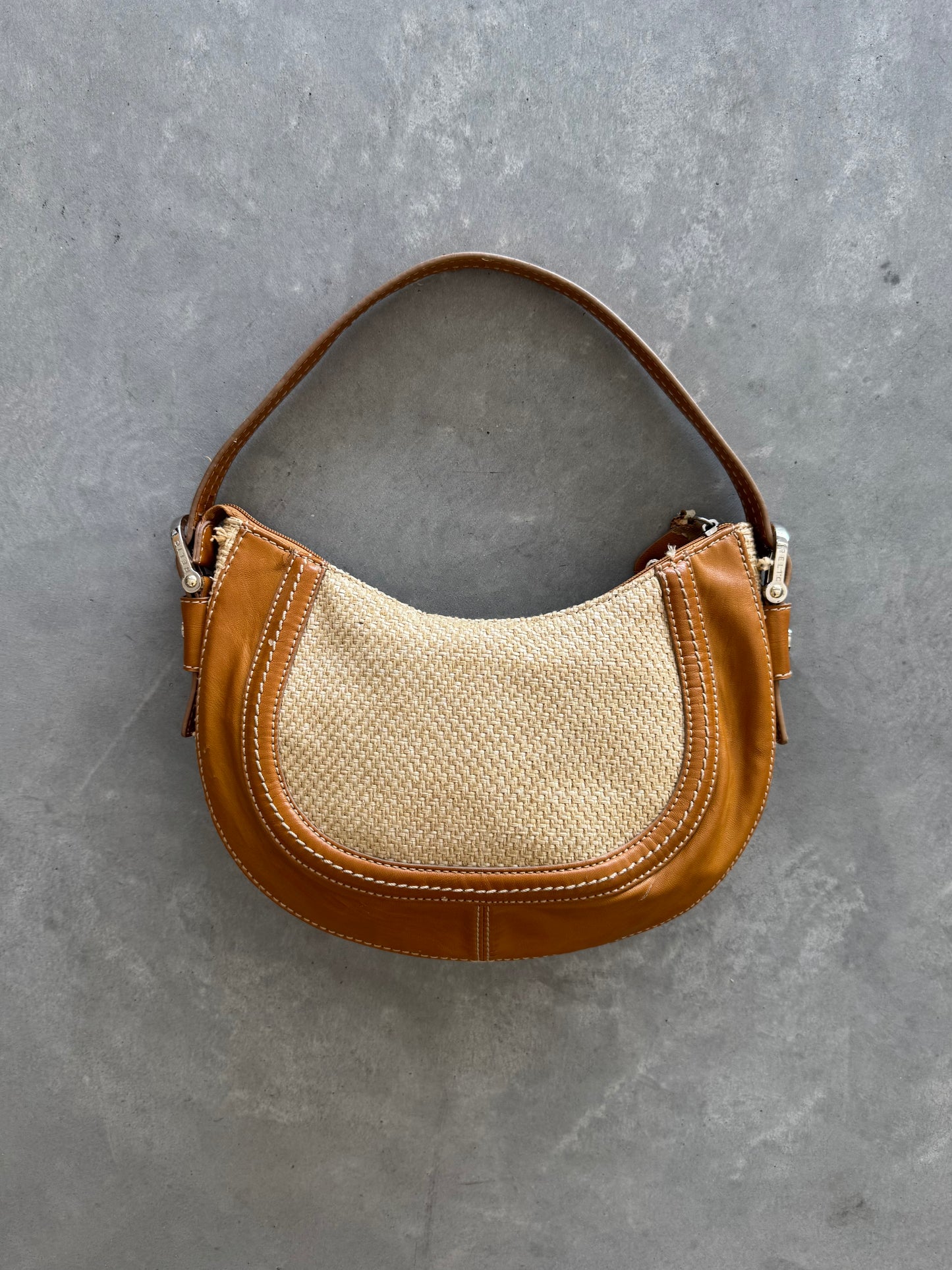 Vintage 90s Woven Hobo Shoulder Bag