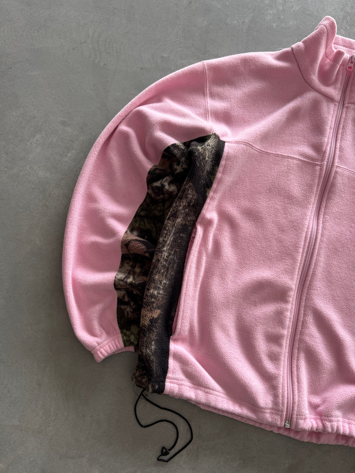 Vintage Pink & Camo Fleece Zip Up - M