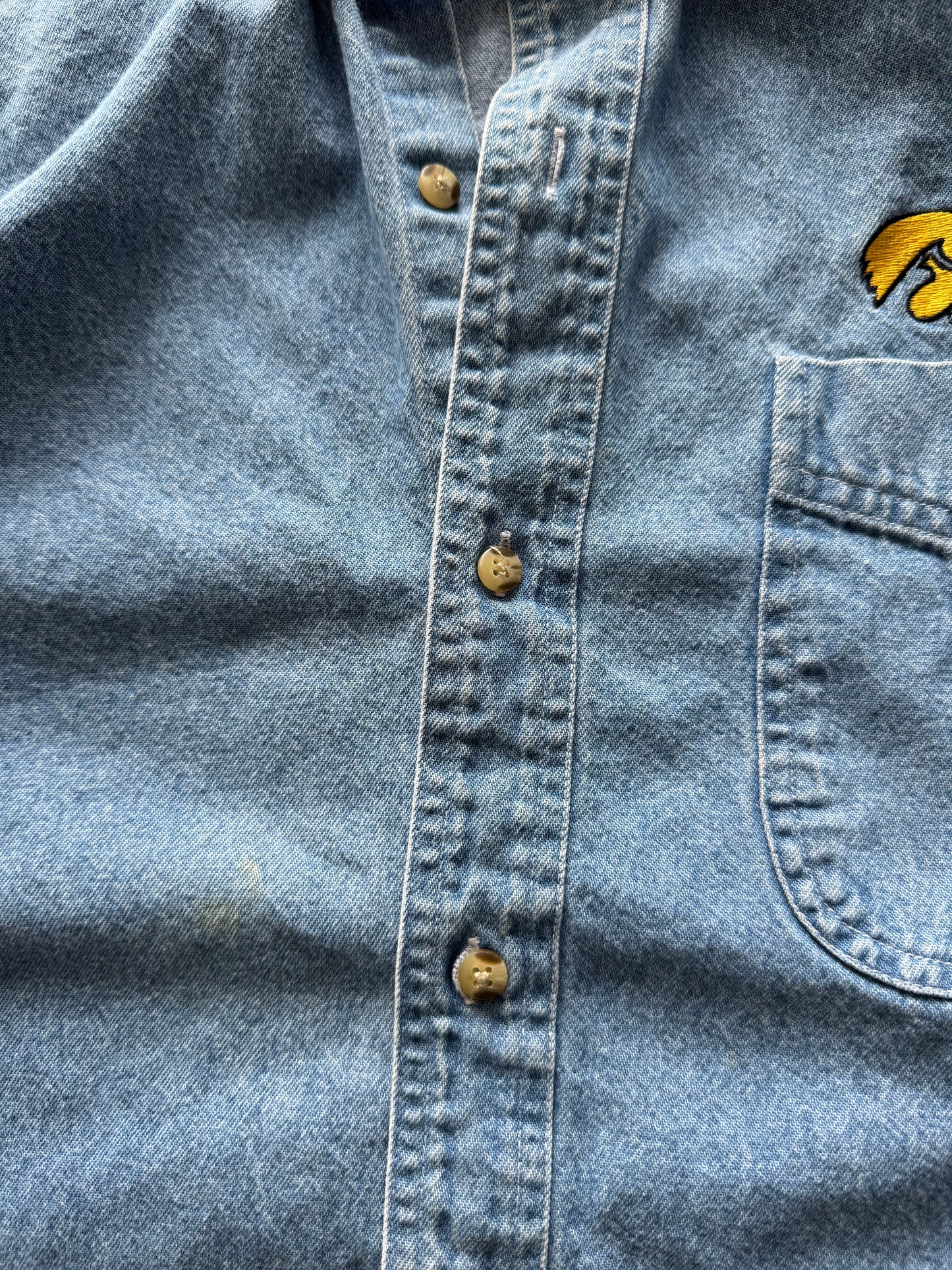 Vintage Iowa Hawkeyes Denim Oversized Button Up - M/L