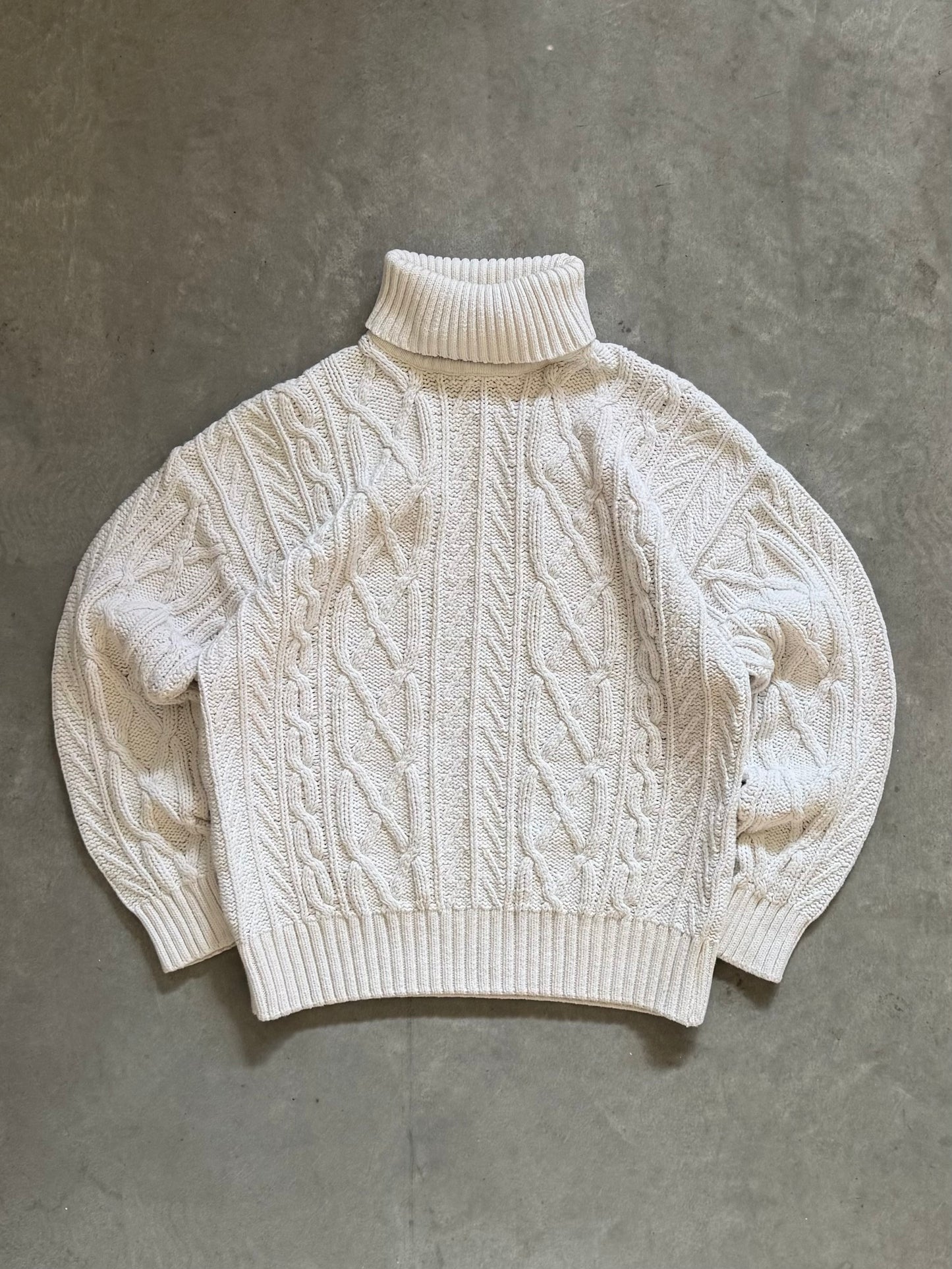 Vintage Cable Knit Turtle Neck Sweater - M