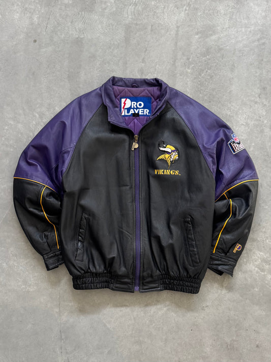 Vintage Minnesota Vikings Leather Jacket - XL