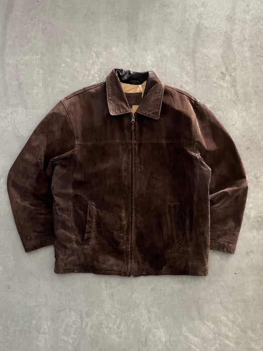 Vintage St. John’s Bay Brown Suede Leather Jacket - L