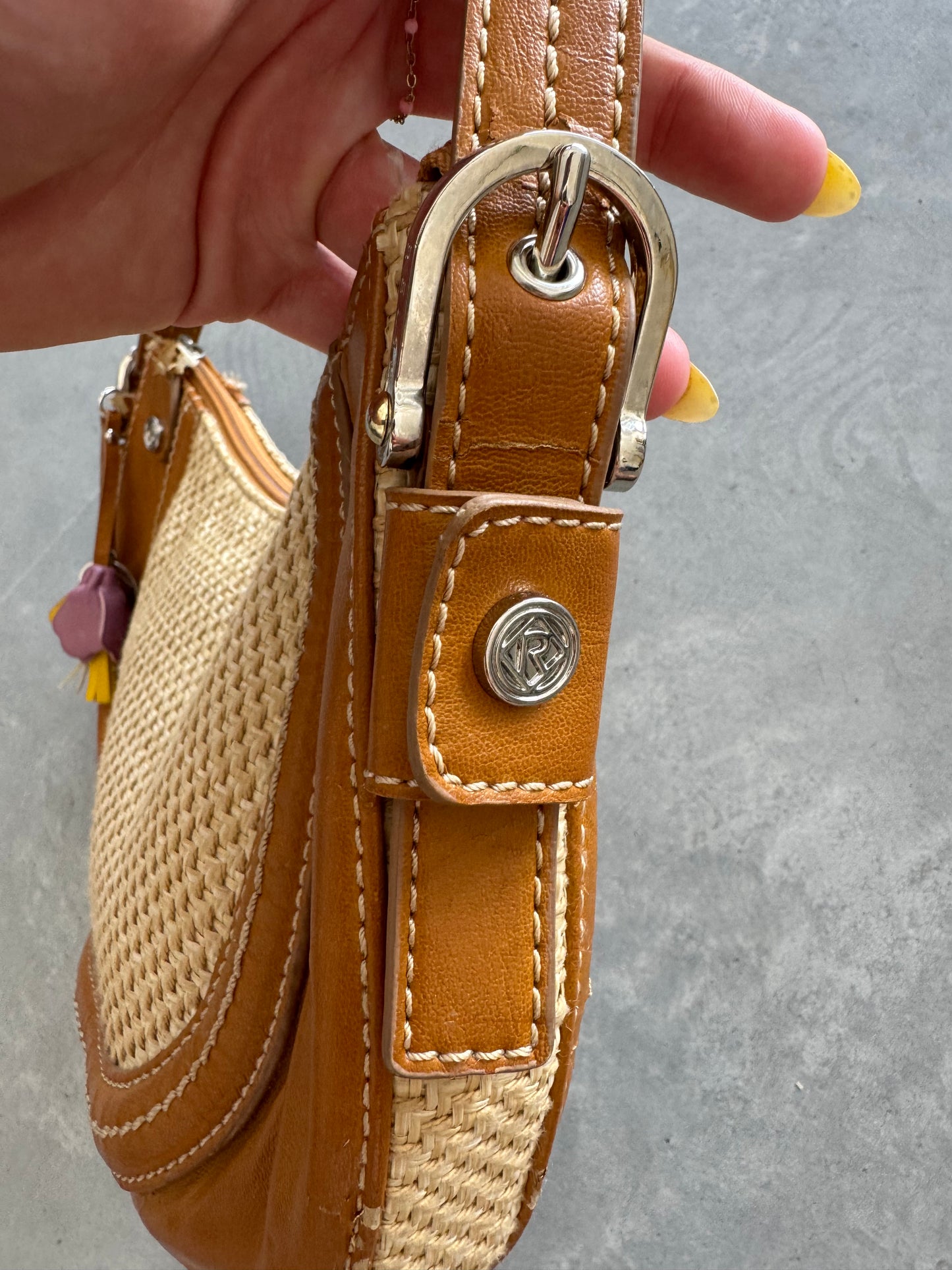 Vintage 90s Woven Hobo Shoulder Bag