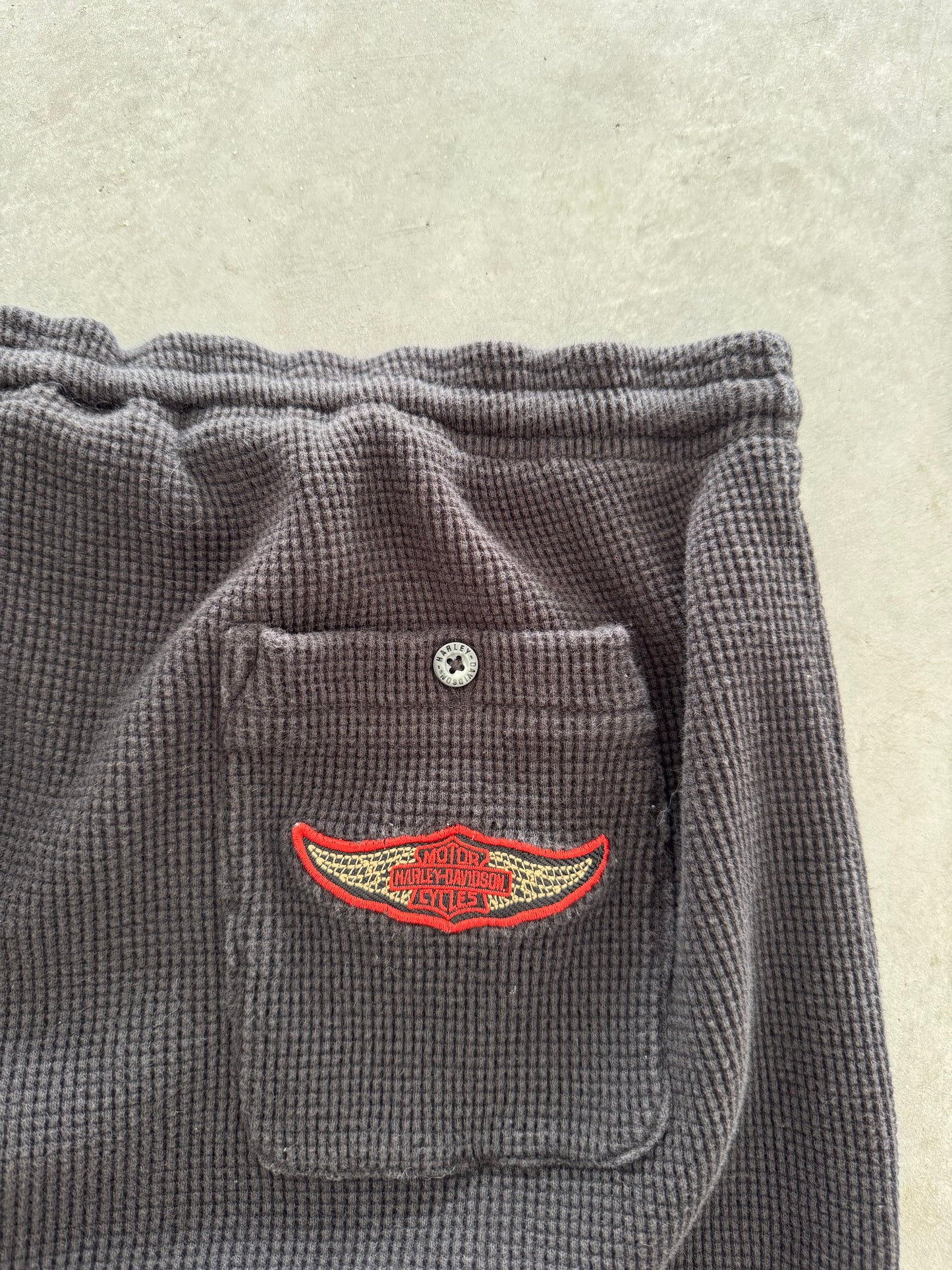 Vintage Harley Davidson Waffle Knit Pants - XXL