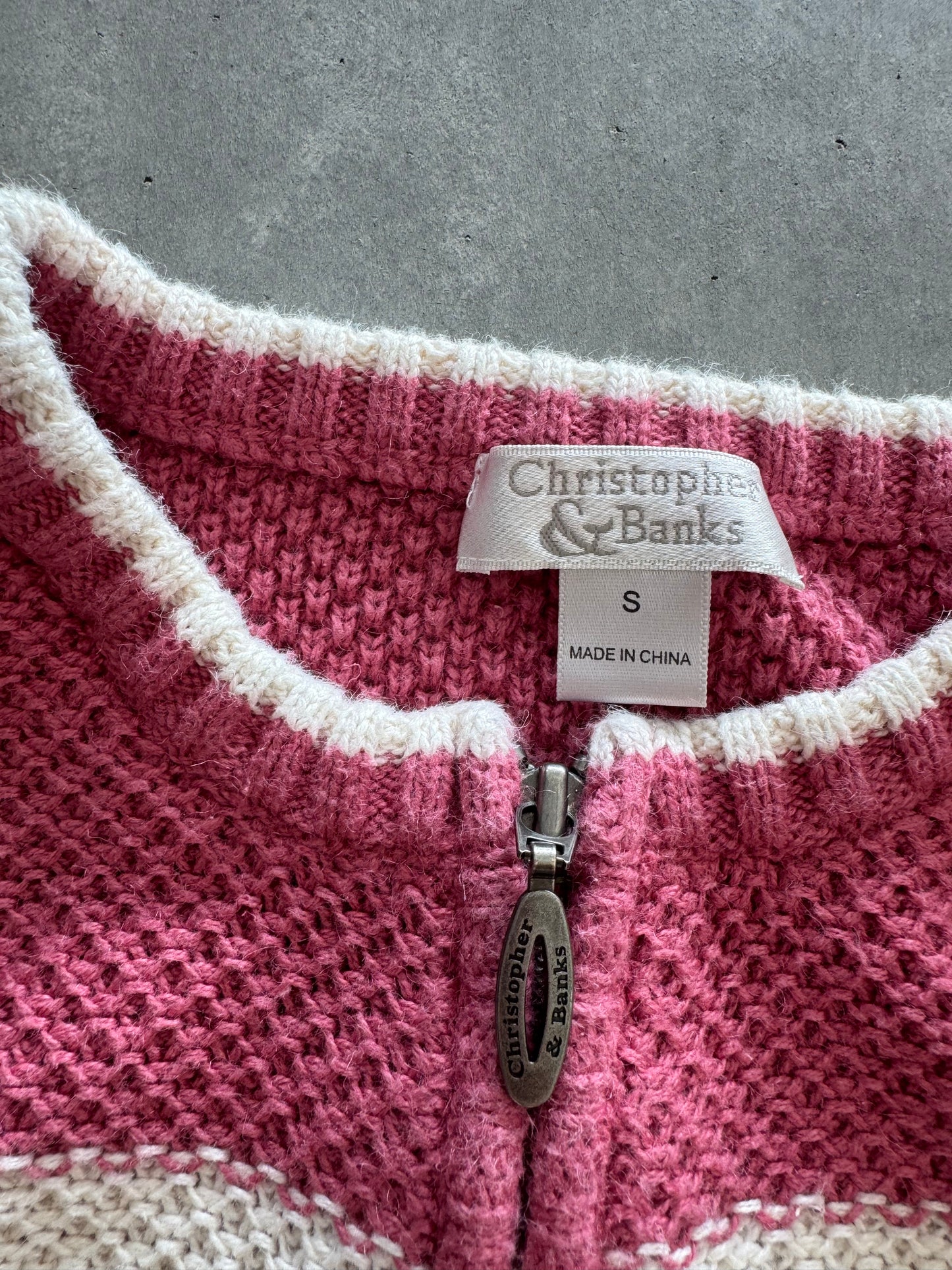 Vintage Knit Zip Up Cristopher & Banks Sweater - S