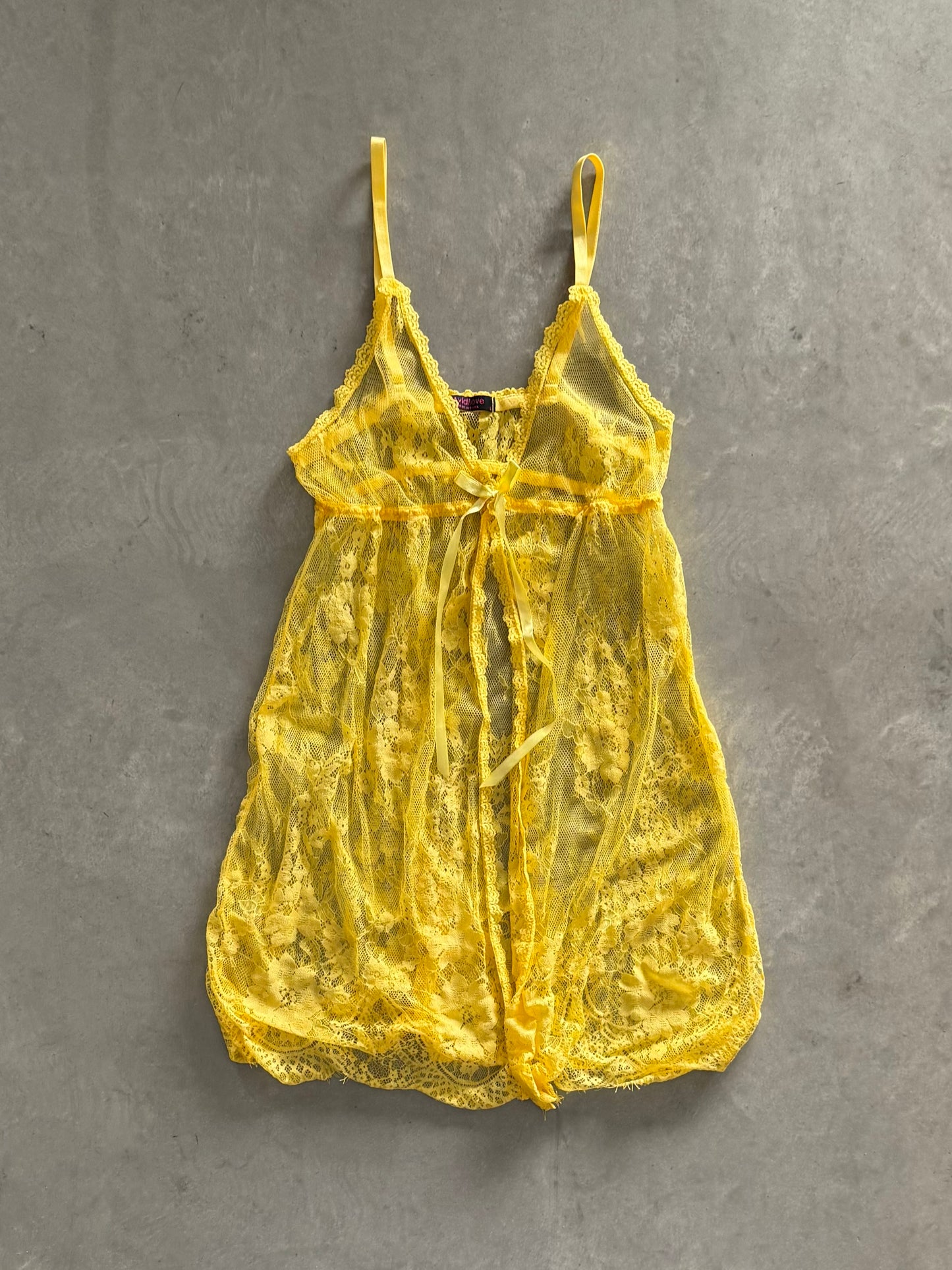 Vintage Yellow Lace Babydoll Top - L