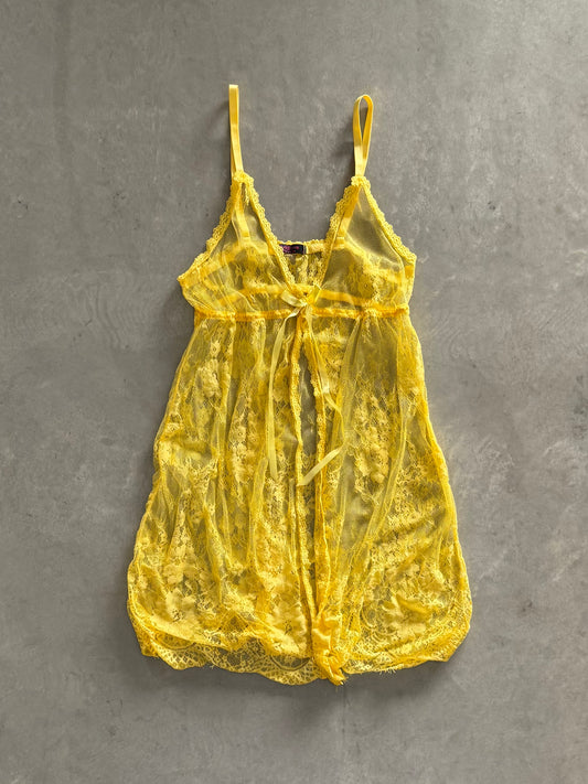 Vintage Yellow Lace Babydoll Top - L