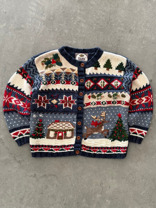 Vintage Christmas Knit Cardigan - L