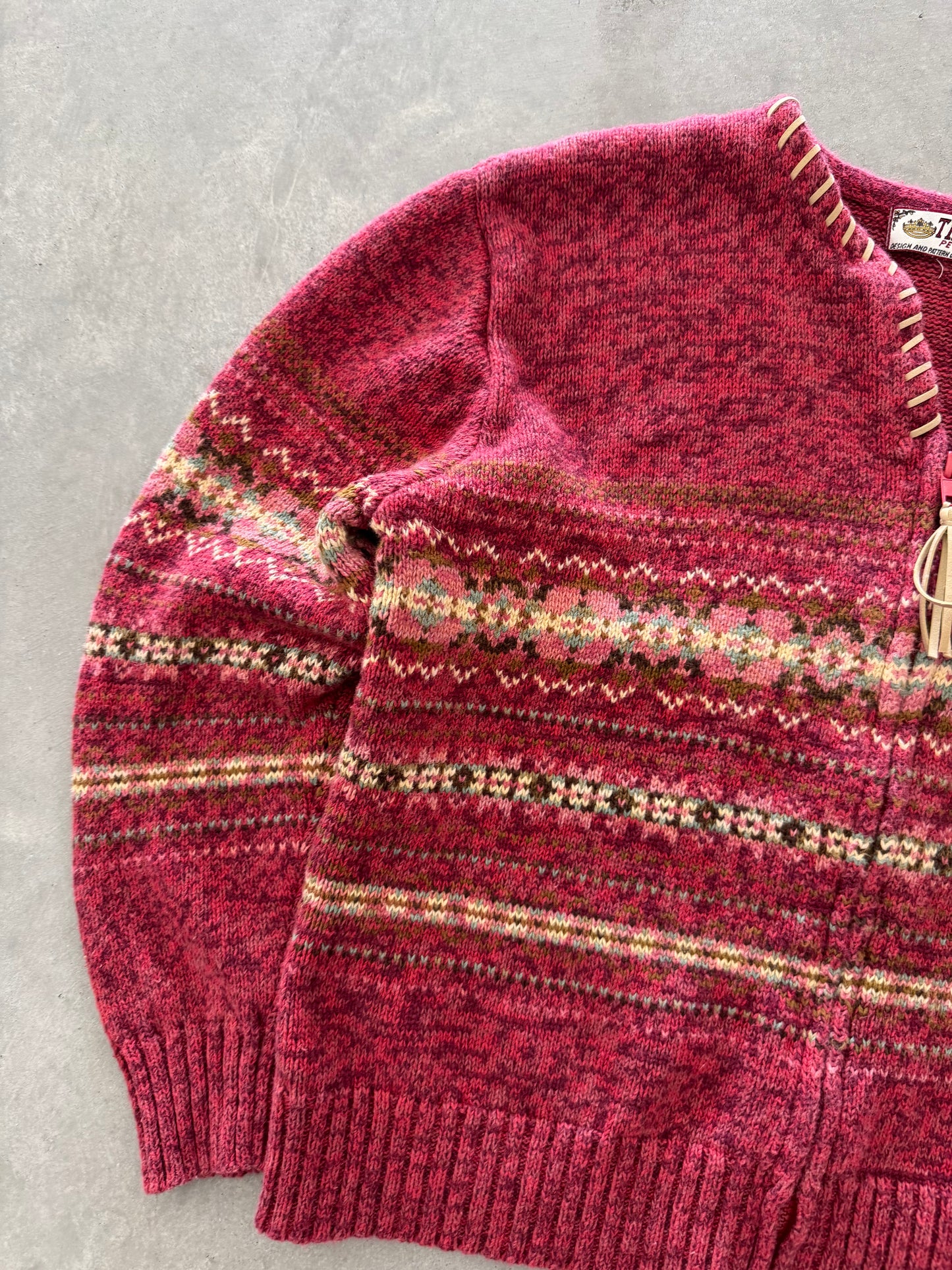 Vintage Nordic Zip Up Sweater - S