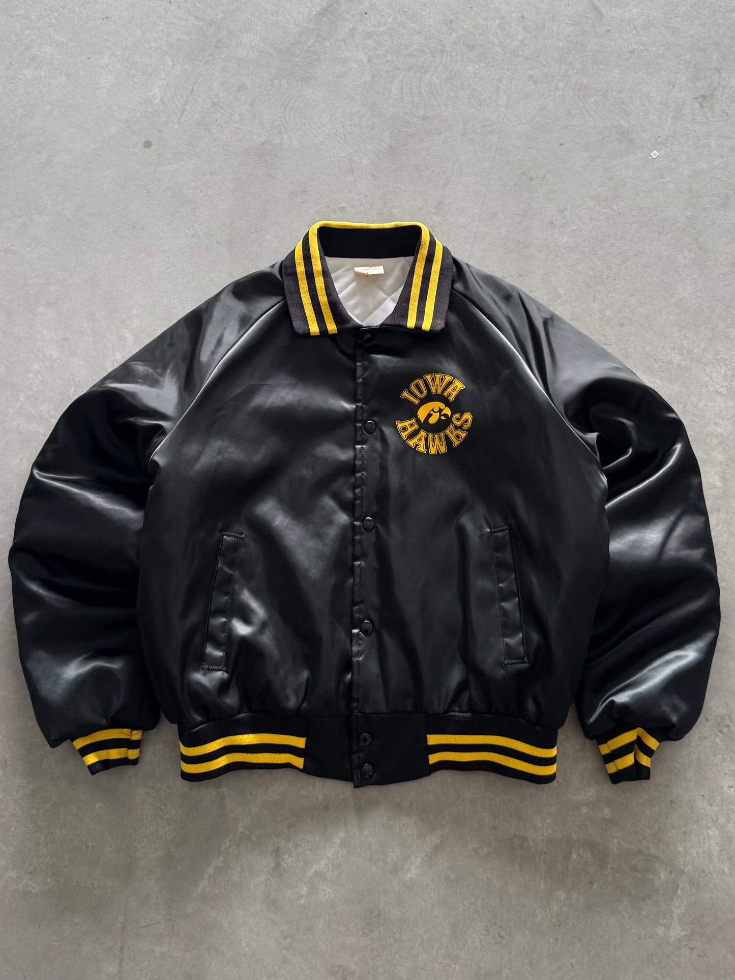 Vintage 90s Iowa Hawkeyes Satin Bomber Jacket - L