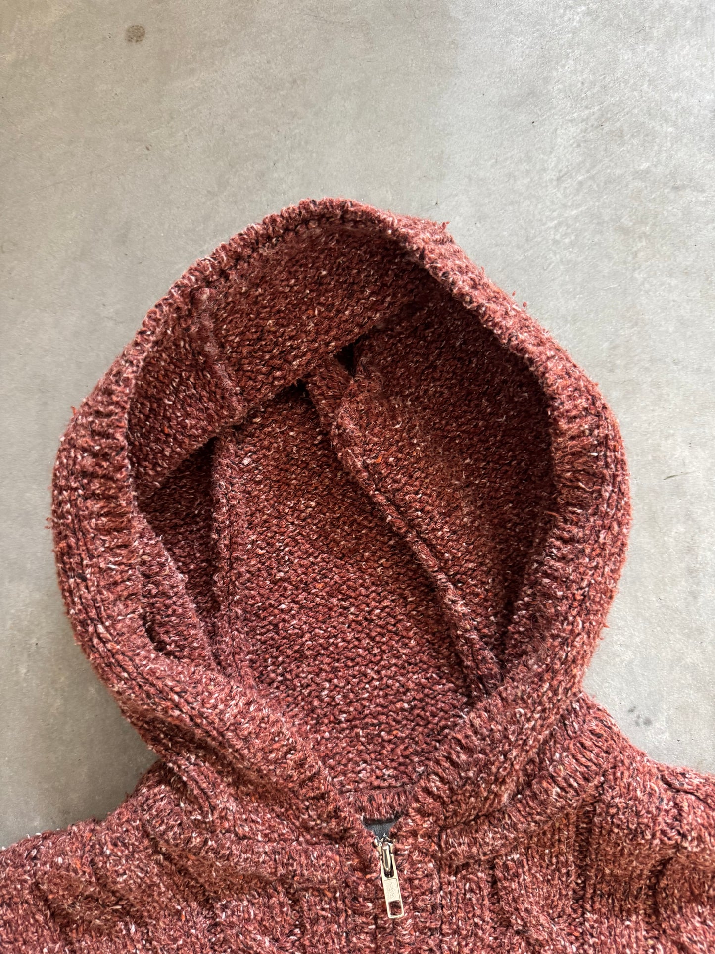 Vintage Women’s Cable Knit Zip Up Hoodie - M